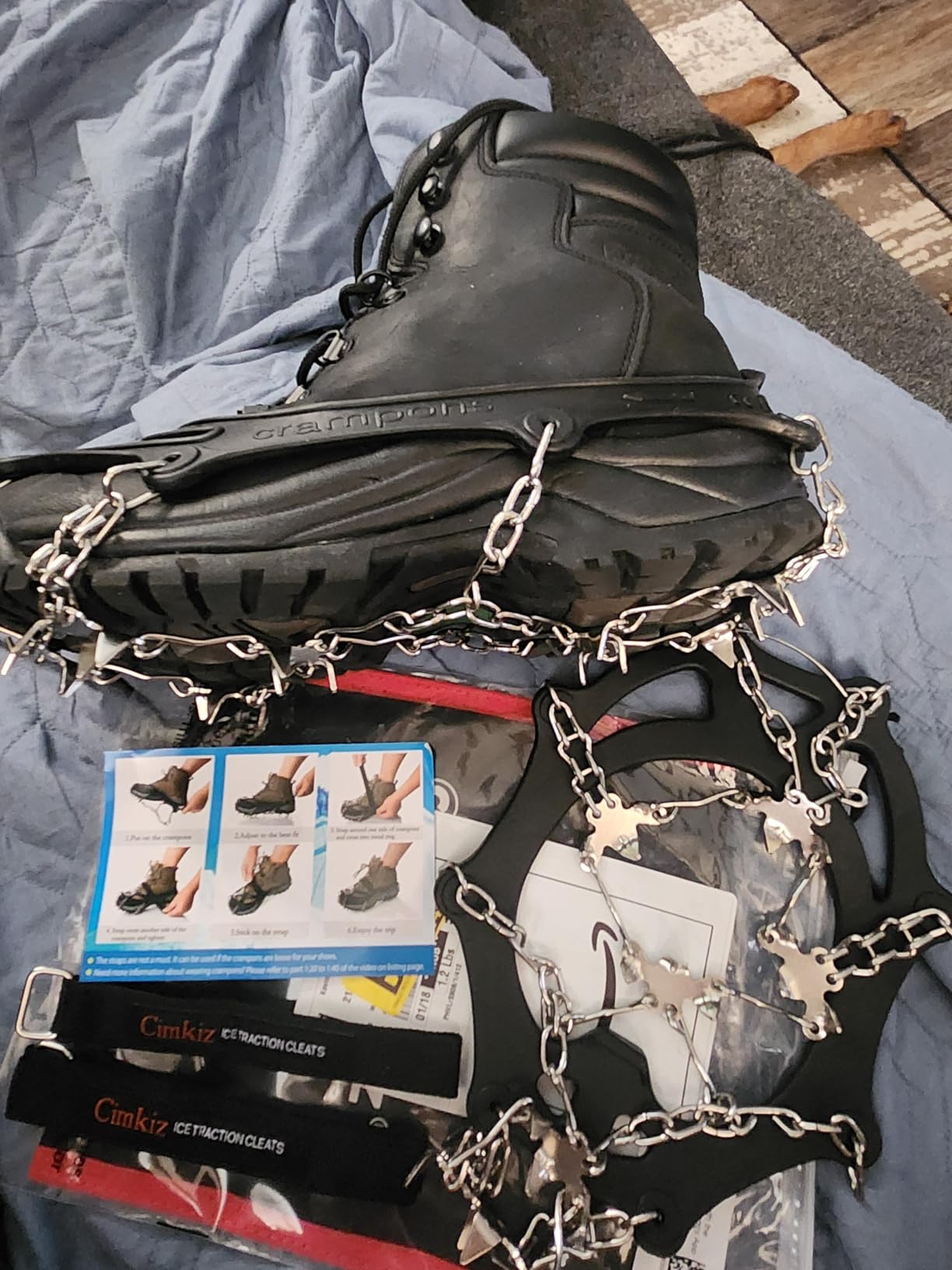 Cimkiz Crampons Ice Cleats Traction Snow Grips for Boots Shoes Women Men Anti Slip 19 Stainless Steel Spikes Safe Protect for Hiking Fishing Walking Climbing Mountaineering customer photo 1