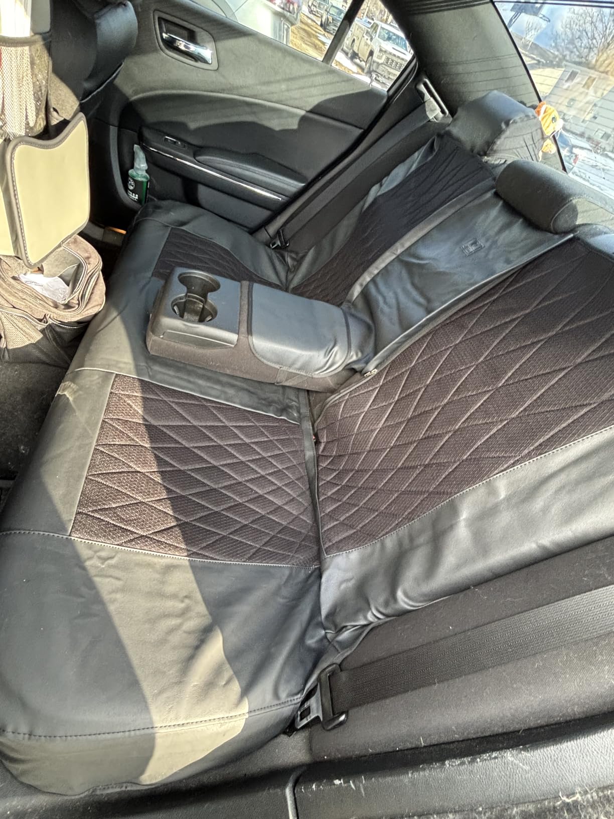 CAR PASS Piping Luxury Faux PU Leather Two Front Car Seat Covers, Waterproof Anti Slip Seat Covers Compatible with Front Seat Armrests,Universal Fit for Suvs,Vans,Trucks, Airbag Compatible(All Black) customer photo 2