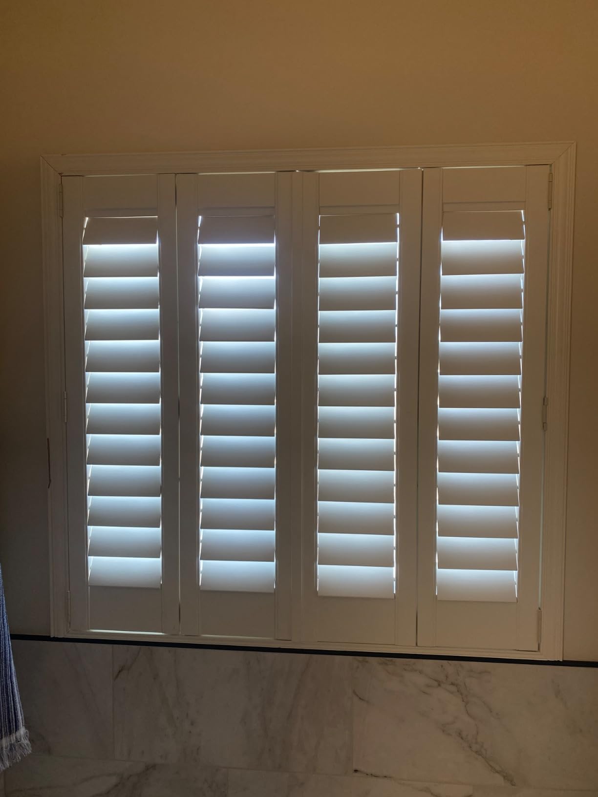SHUTTER WORKS Wood Plantation Shutters for Interior Windows | Painted Wood Shutters | Shades of White & Gray | Fully Customizable customer photo 1