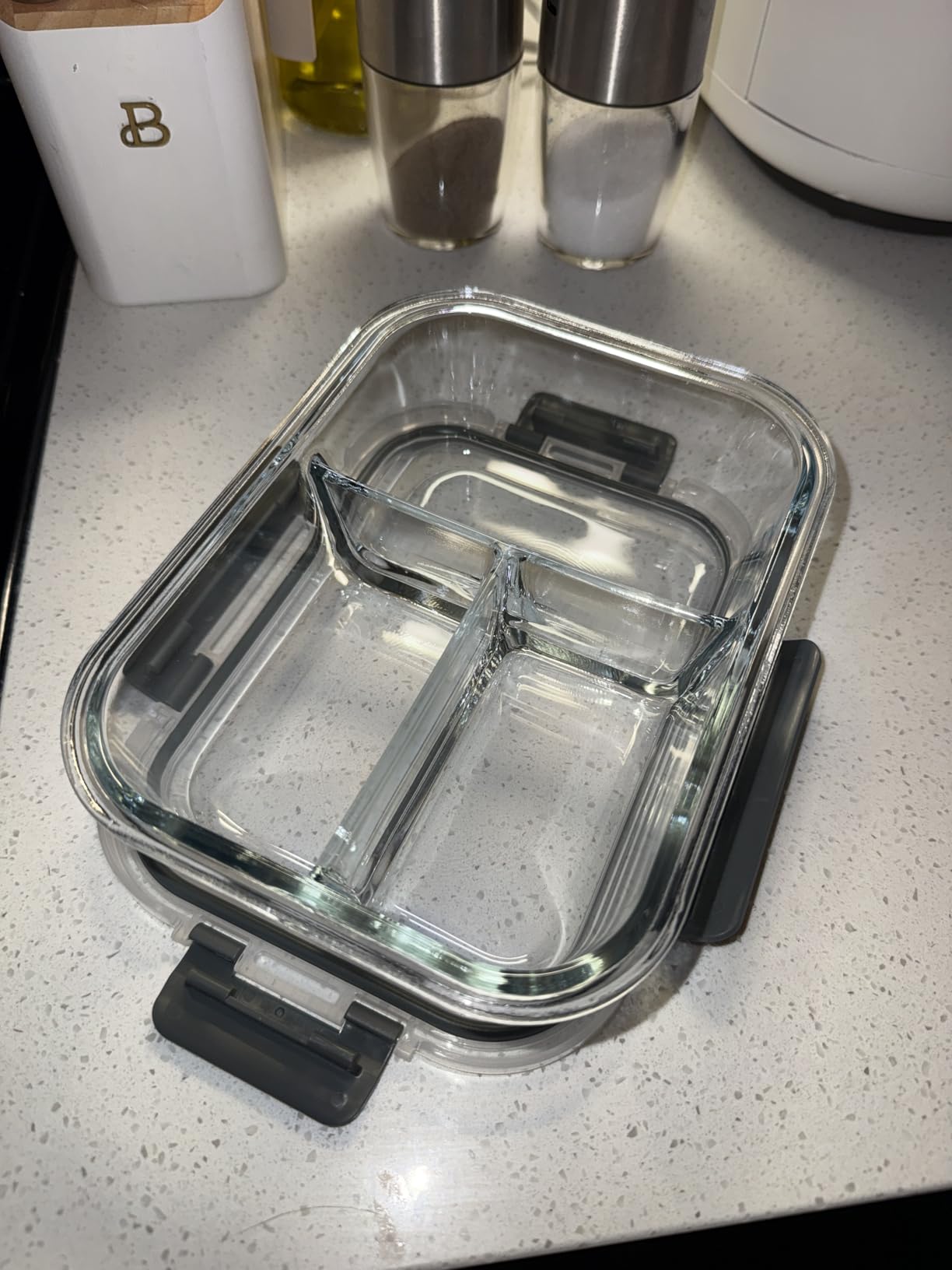 VERONES 5 Pack Glass Meal Prep Containers 3 Compartment Set, 36OZ Airtight Glass Lunch Containers, Glass Food Storage Containers with Lids, for Microwave, Oven, Freezer & Dishwasher Friendly customer photo 2