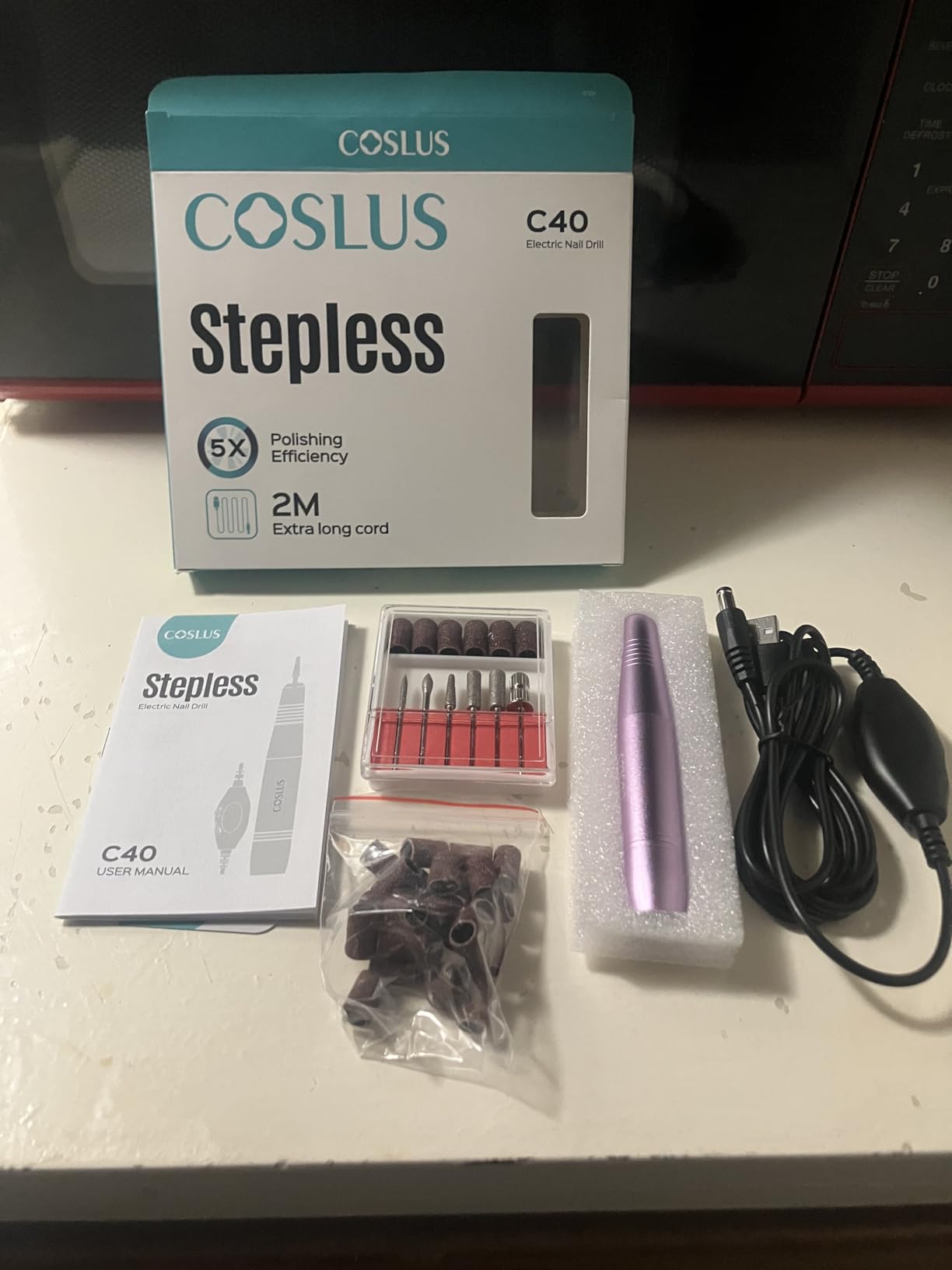 COSLUS C40 Electric Nail Drill File Professional: for Acrylic Gel Dip Powder Nails Portable Nail Machine Kit Manicure Pedicure Tools Polishing Set with Nail Drill Bits Sanding Bands customer photo 2
