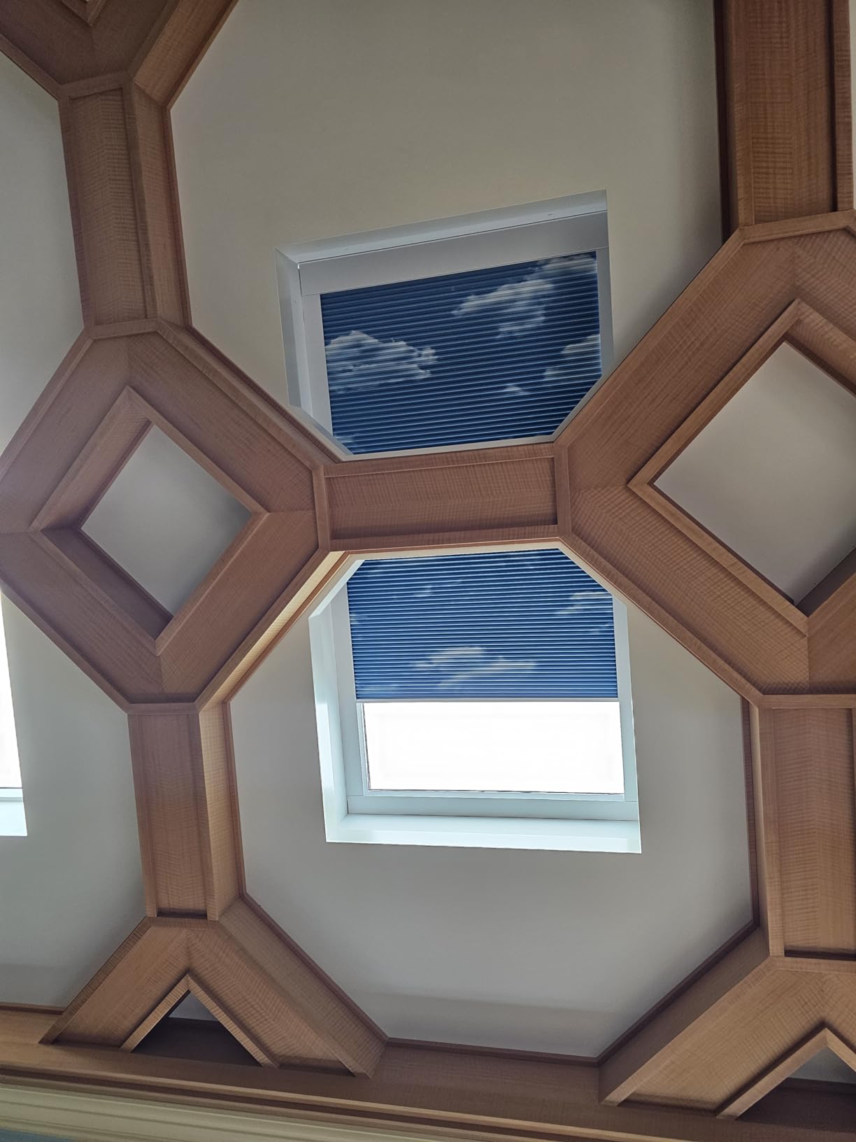 ZSTARR Motorized Skylight Shades Blackout Cellular Honeycomb Electric Blinds with Solar Panel Cordless Rechargeable with Remote for Roof and Slanted Windows Custom Size (Black Out White) customer photo 2