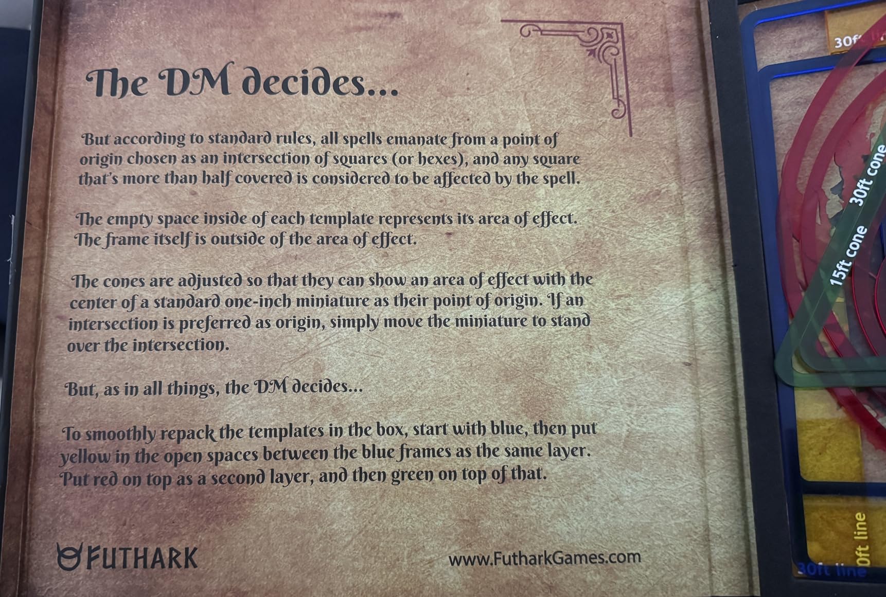 Futhark Area of Effect Spell Templates, Set of 16 - Acrylic DND AOE Damage Marker Compatible with Dungeons & Dragons and Other RPGs customer photo 2