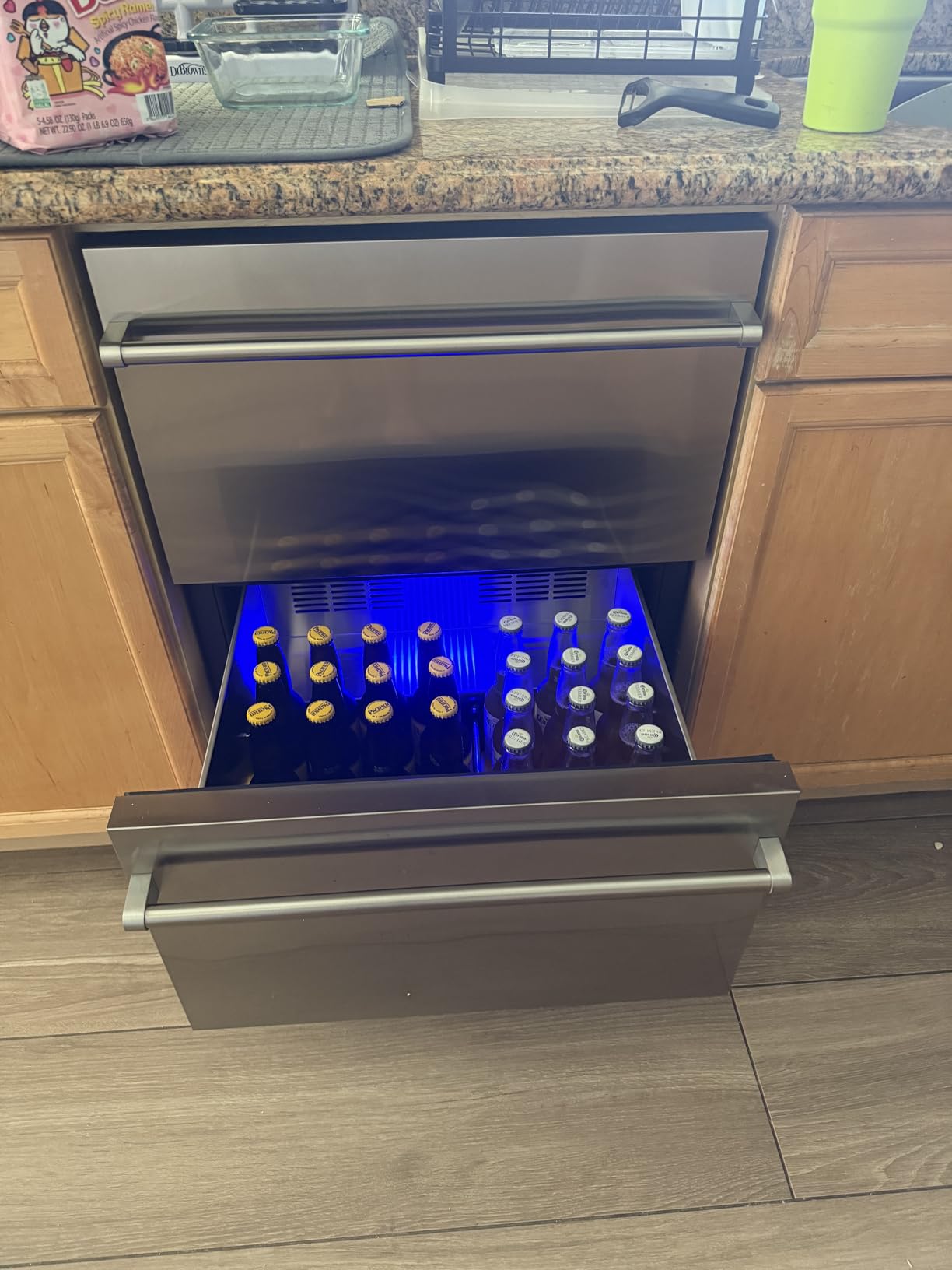 EUHOMY 24 Inch Under Counter Double Drawer Fridge, Weather Proof Stainless Steel Outdoor Beverage Refrigerator for Patio, Built-in Beverage Fridge for Home & Commercial Use Stainless Steel Silver customer photo 2