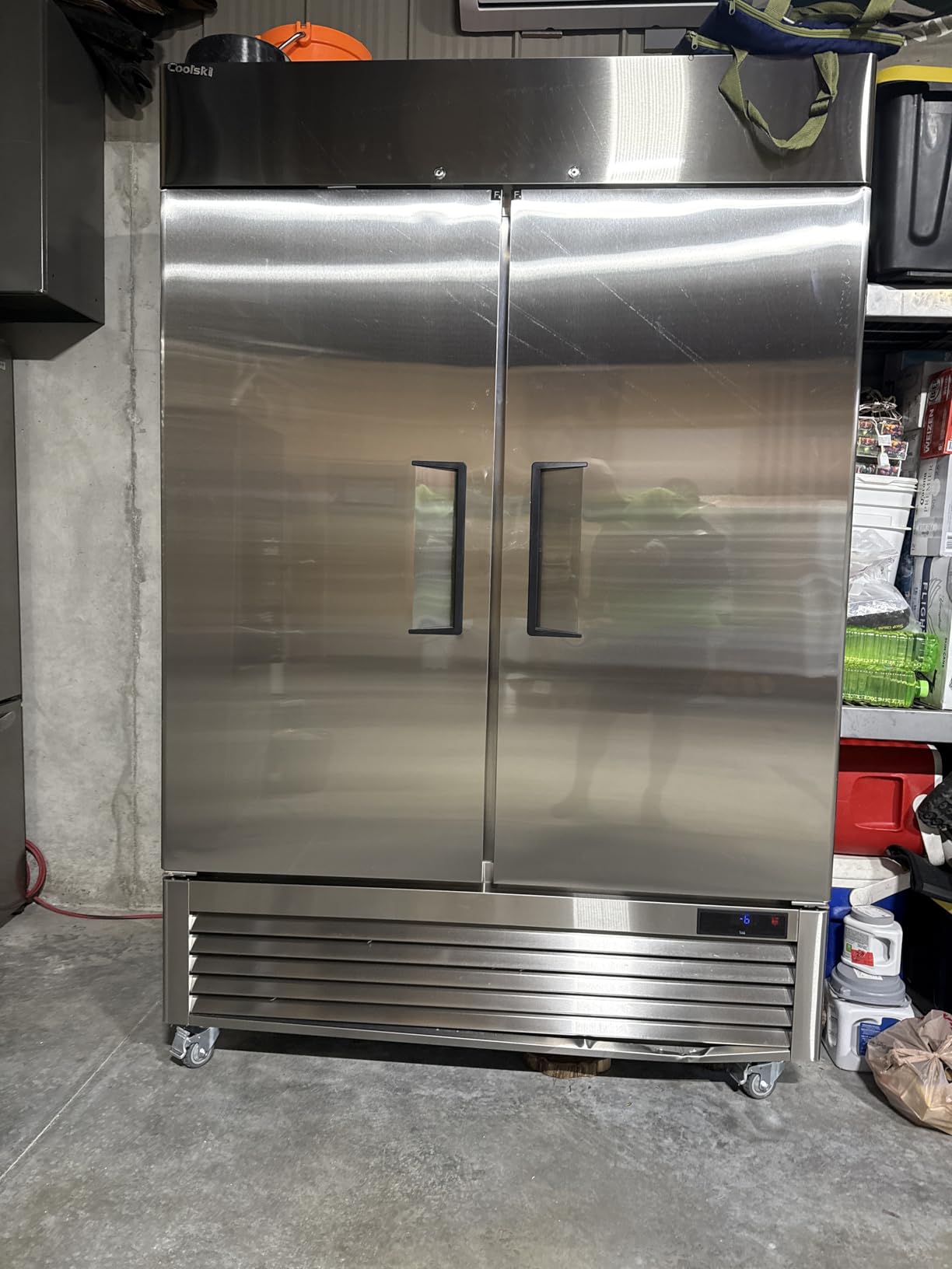 Coolski 54'' Commercial Freezer with 2 Door, Stainless Steel Reach-in Freezer Upright with 49 Cu.Ft/8 Shelves, Two Section Fan Cooling Freezers for Restaurant Garage ETL NSF Approved customer photo 1