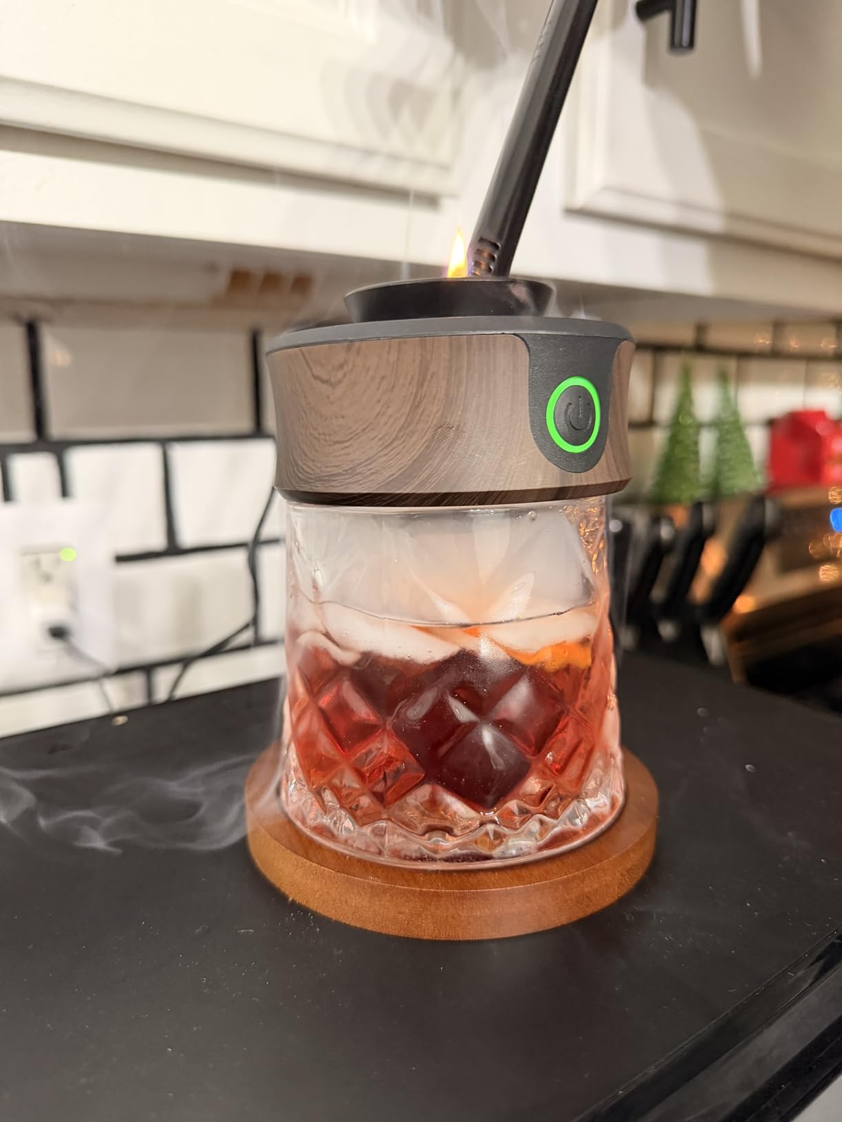 Electric Whiskey Smoker Kit with Torch, Home Bar Gift for Whiskey Lover, 6 Wood Chips - Infuse Rich Smoky Flavors in Bourbon Old Fashioned & Cocktails, Birthday Gifts for Him, Husband (Without Butane) customer photo 1