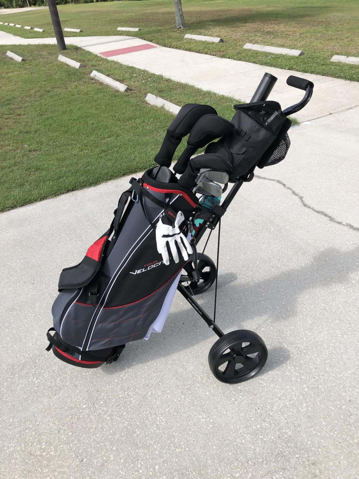 Caddytek CaddyLite 5.8 Deluxe Golf Pull Cart - Lightweight Folding 2 Wheel Golf Cart with Compact Design, Ergonomic Handle, Maintenance-Free Wheels, Mesh Net Storage customer photo 2