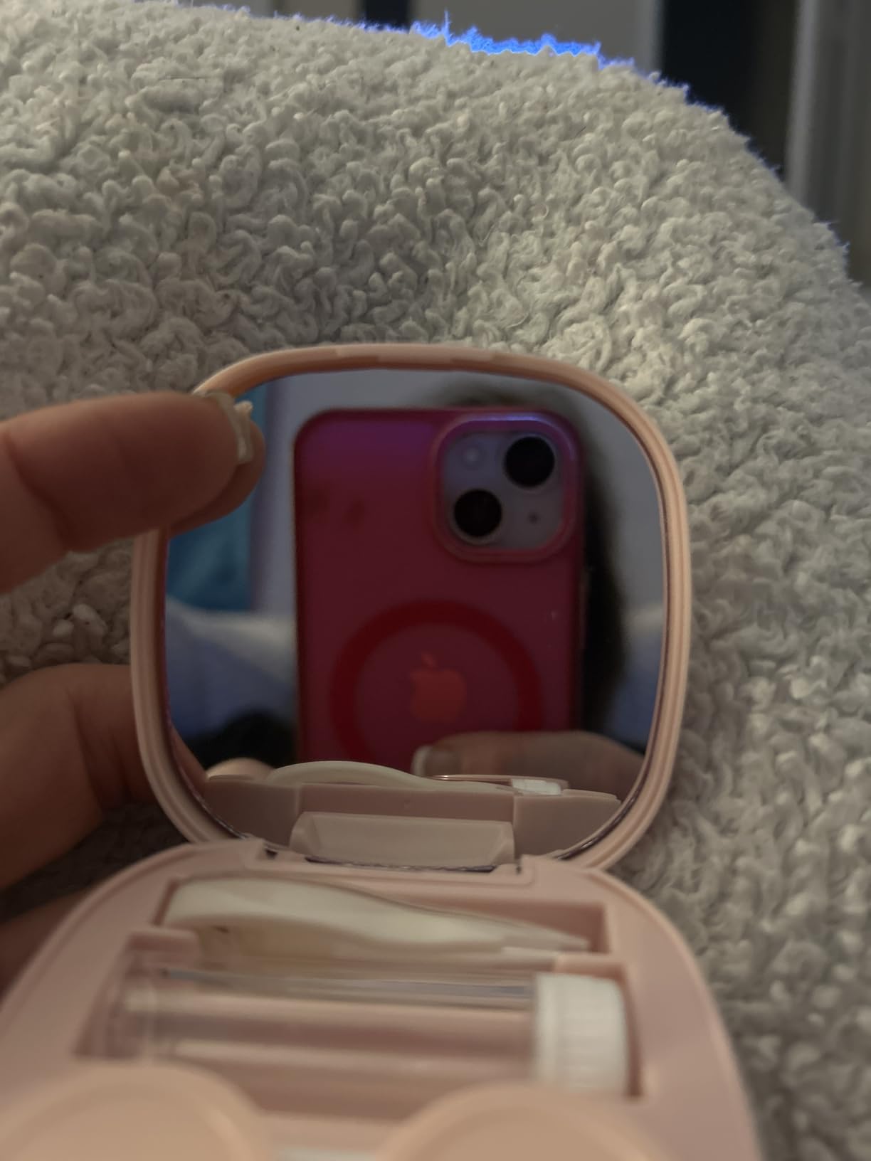 Contact Lens Case with Cleaner Washer, Travel Size Cute Colored Contact Lenses Applicator Removal Tool Kit with Mirror Solution Bottle for Daily Outdoor (Pink) customer photo 2