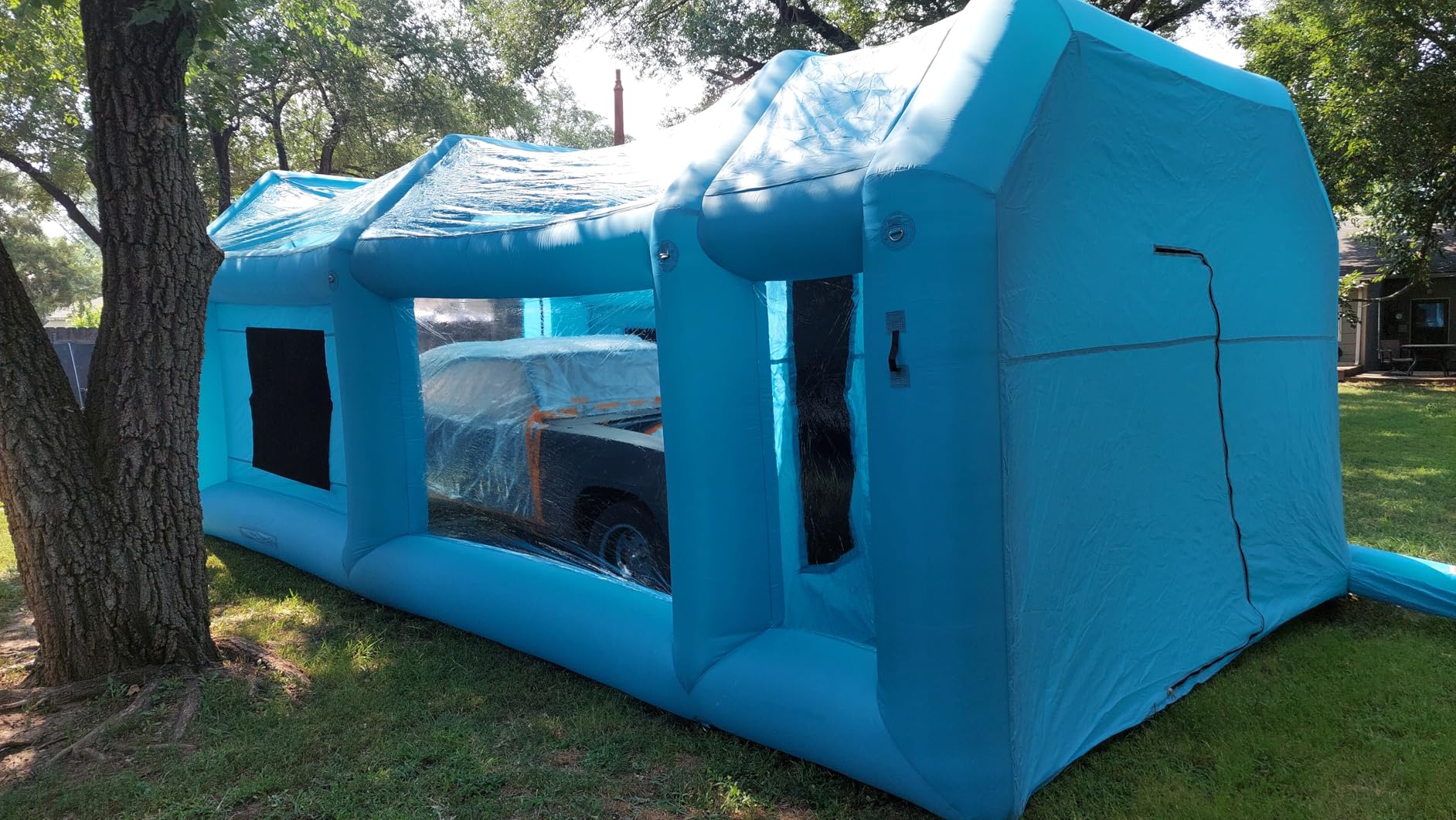 VEVOR 20x10x8ft Inflatable Paint Booth, Inflatable Spray Booth, High Powerful 480W+750W Blowers Spray Booth Tent, Car Paint Tent Air Filter System for Car Parking Workstation Motorcycle Garage customer photo 1