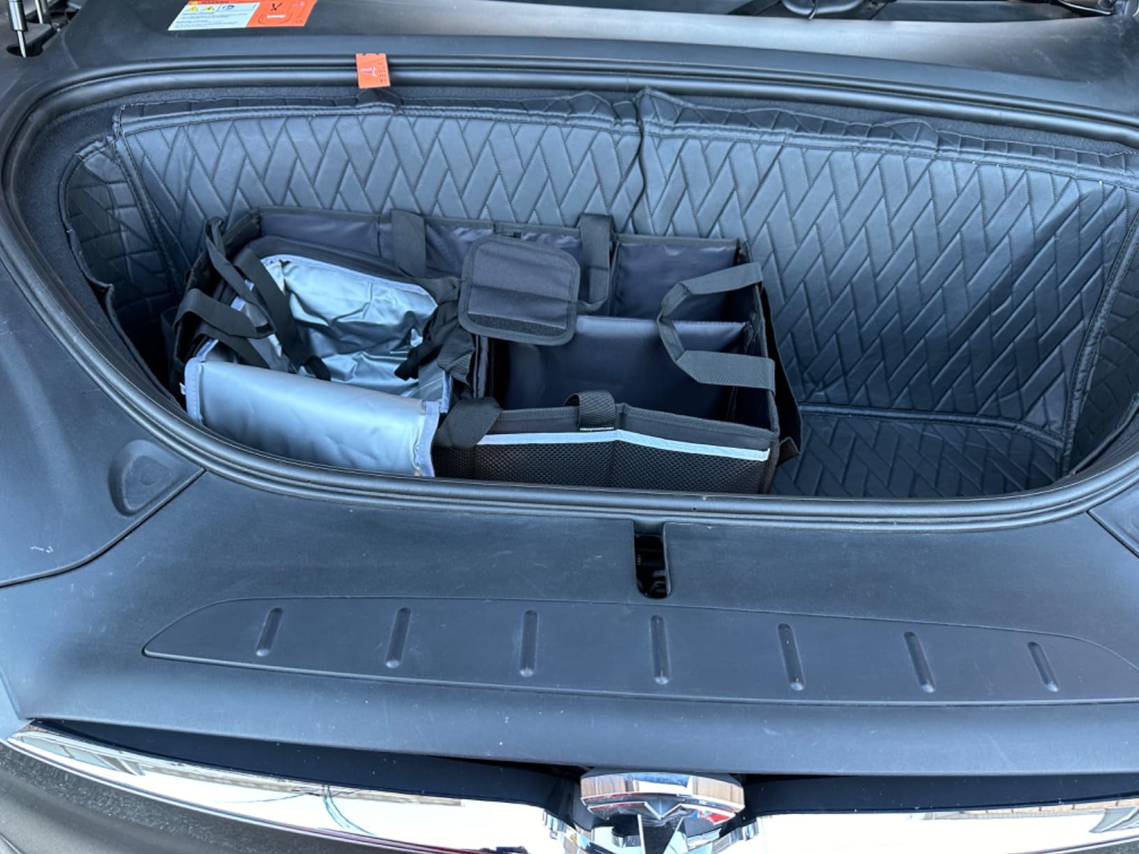 Front Trunk Organizer with Cooler Bag Compatible with Tesla Model 3 / Model Y, Frunk Storage Bag Collapsible with Multi-Compartment for Trip Accessories, Tools, Food and Drink, Black customer photo 1