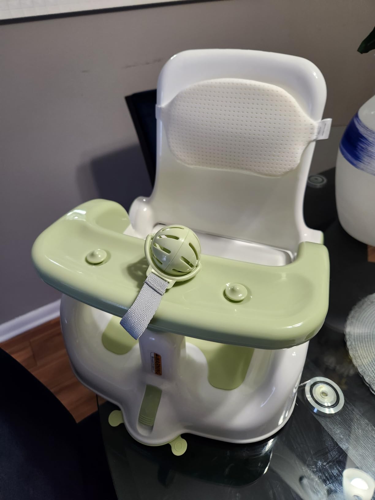 Baby Bath Seat with Sitting & Lying 2 Modes, 3-Speed Adjustment, Powerful Suction Cups, Infant Bathtub Chair with Washable Pillow, Folding and Hanging customer photo 2