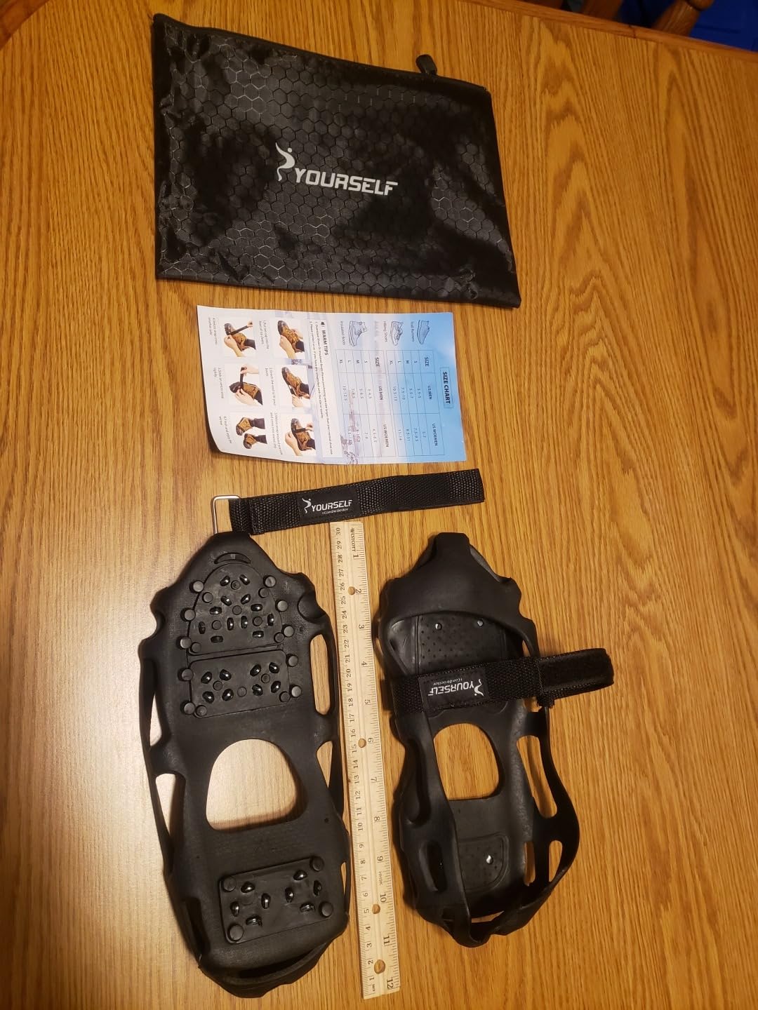 SYOURSELF Crampons Ice Cleats for Shoes and Boots Women Men Kids, 28 Shoe Spikes Non Slip Snow Traction Cleats for Snow and Ice Grippers for Shoes and Boots Hiking Walking Fishing Climbing customer photo 1