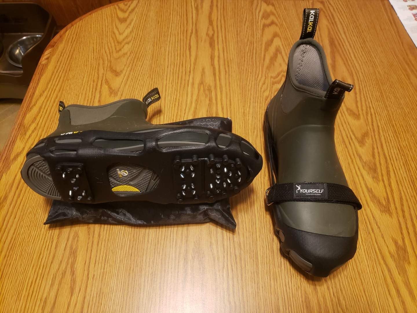 SYOURSELF Crampons Ice Cleats for Shoes and Boots Women Men Kids, 28 Shoe Spikes Non Slip Snow Traction Cleats for Snow and Ice Grippers for Shoes and Boots Hiking Walking Fishing Climbing customer photo 2