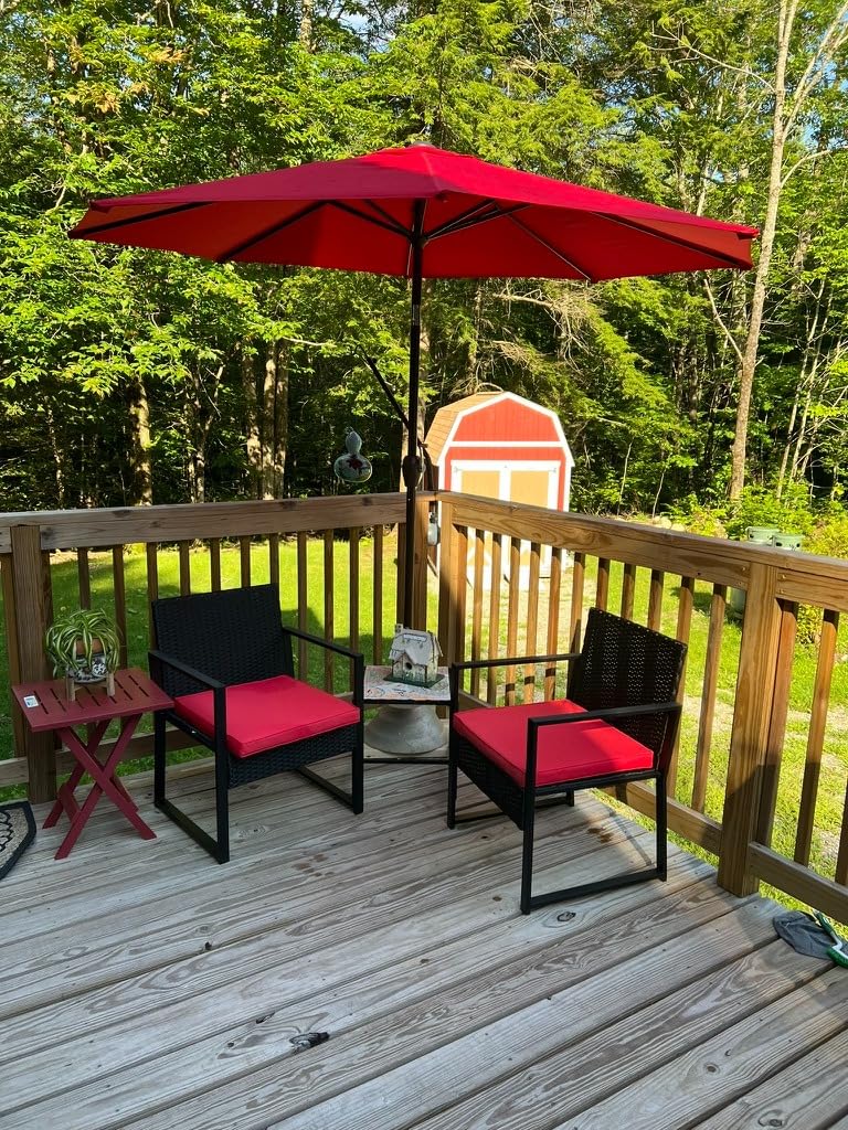 PayLessHere | 3-Piece Outdoor Patio Furniture Set | Khaki | Modern Rattan Bistro Set with Cushioned Chairs & Tempered Glass Coffee Table | Indoor & Outdoor Seating | for Balcony, Garden, Poolside customer photo 2