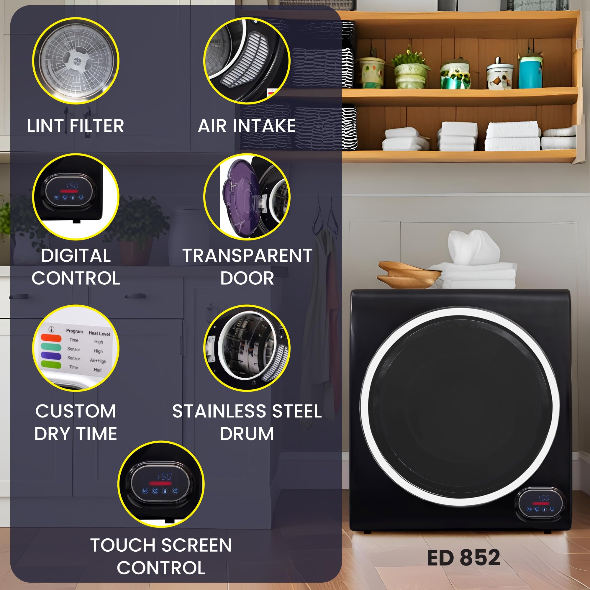 Equator Premium Stackable 15 Lbs Washer 1.62cf 110V+Vented Digi Dryer 3.5cf 110V (Black) customer photo 1