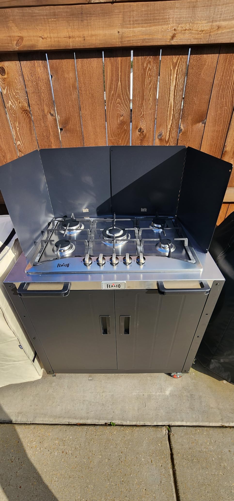 Outdoor Kitchen Island with Stainless Steel Sink and Storage Cabinet, 35-Inch BBQ Prep Station with Faucet & Lockable Wheels for Patio, Backyard, and Outdoor Cooking, Black & Silver customer photo 2