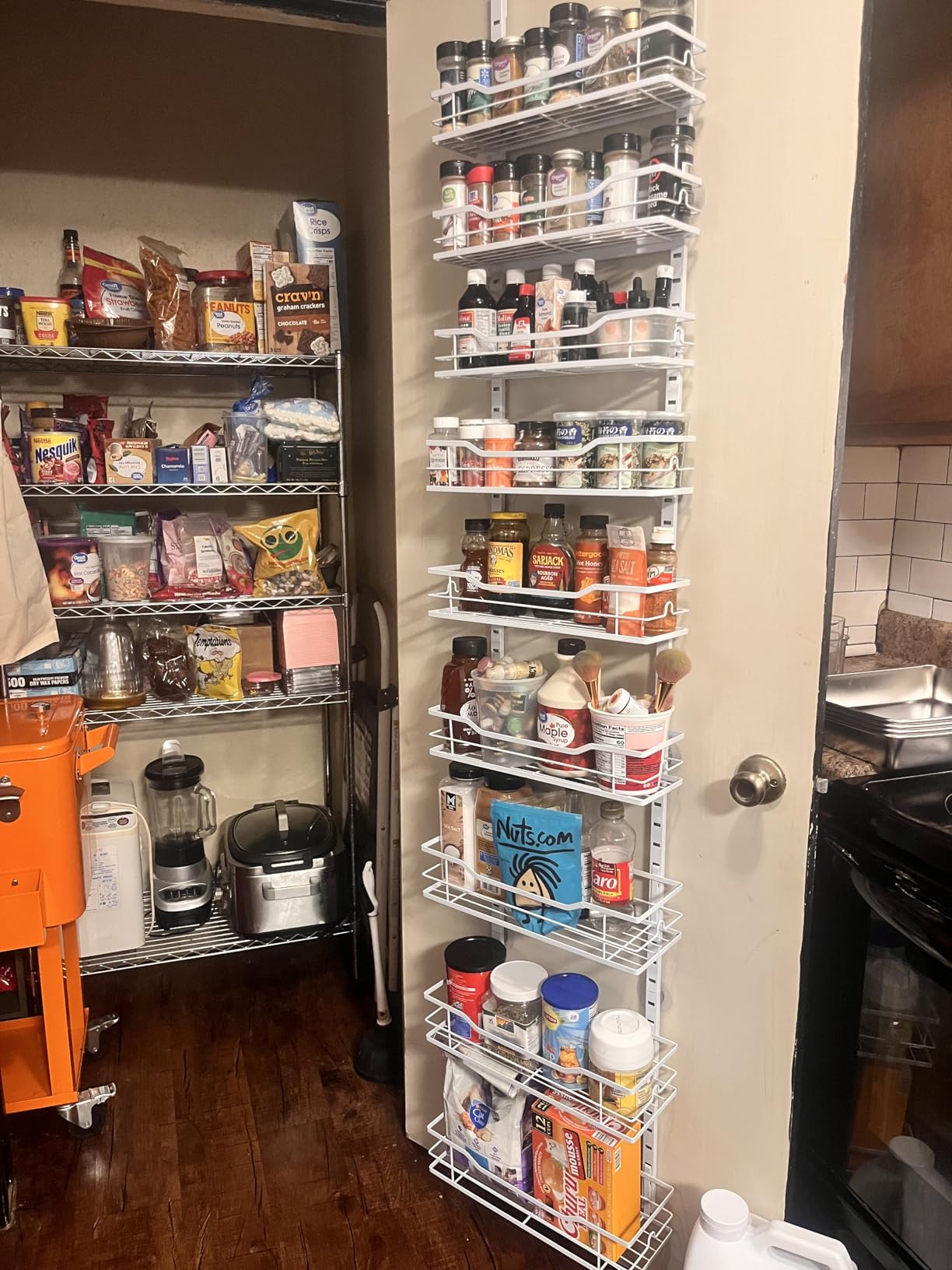 Over The Door Pantry Organizer，9-Tier Over The Door Organizer with Adjustable Basket，Metal Hanging Pantry Organizers and Storage for Kitchen, Back of Door Seasoning Rack customer photo 1