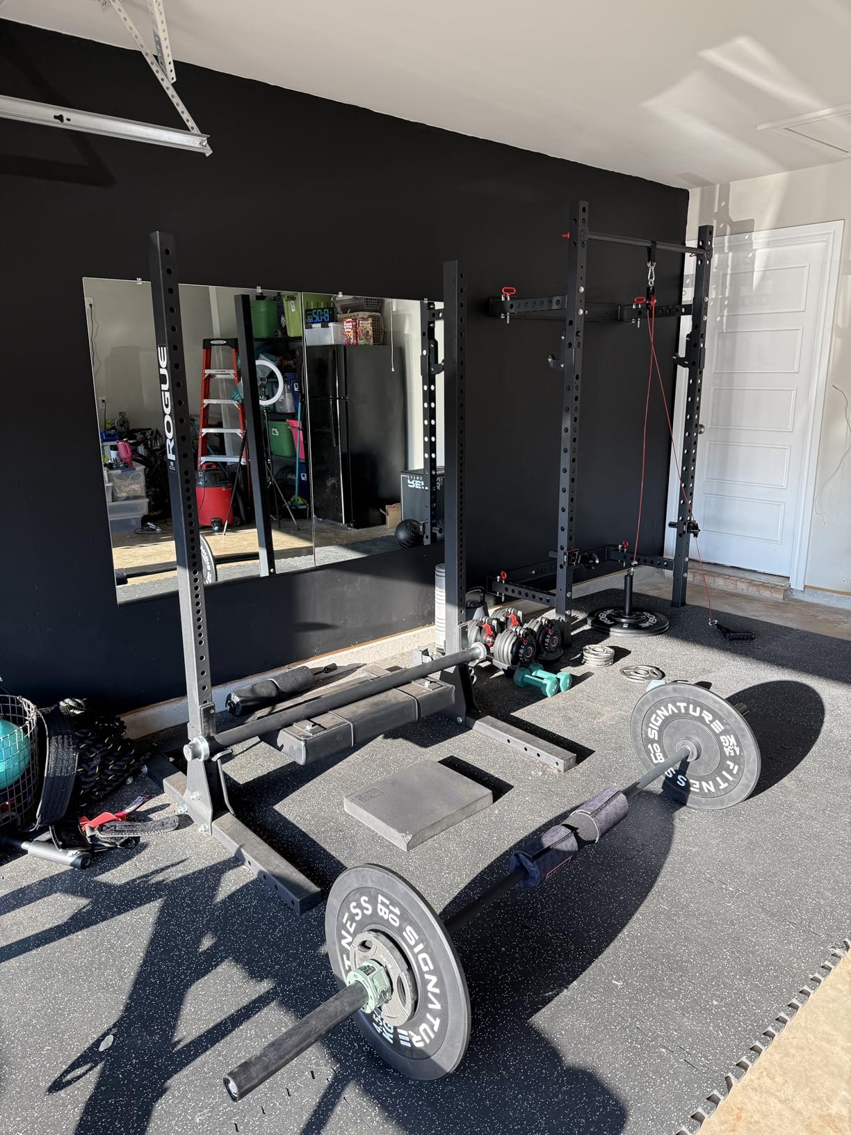 RitFit 2.36'' x 2.36'' Folding Squat Rack for Home Gym, Wall Mounted Squat Rack with Attachments - Space Saving Squat Power Rack customer photo 1