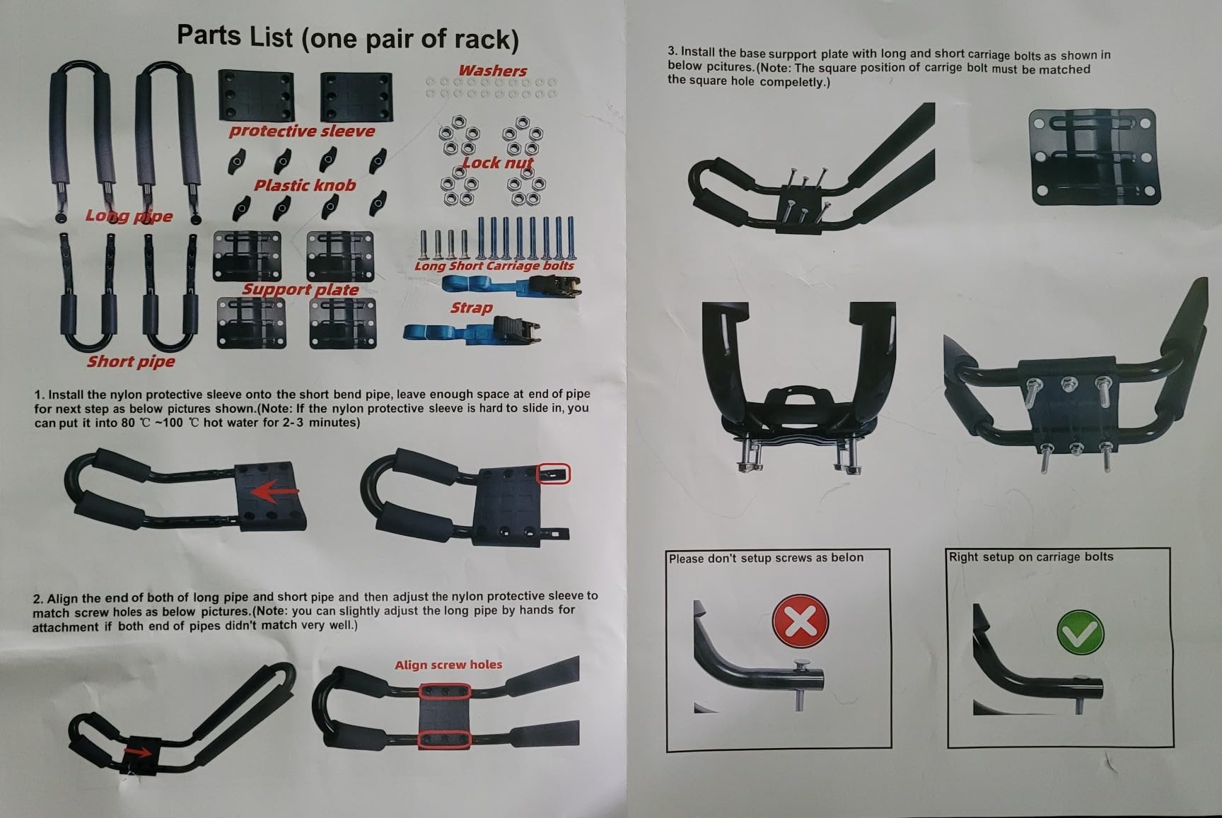 2-Pack Kayak Roof Rack Carrier - Heavy-Duty J-Style Crossbar Mount for Kayak/Canoe/Surf Ski (75lb Capacity), Includes 4 Ratchet Tie-Down Straps & Rust-Resistant Hardware (Fits Square/Oval/Flat Bars) customer photo 2
