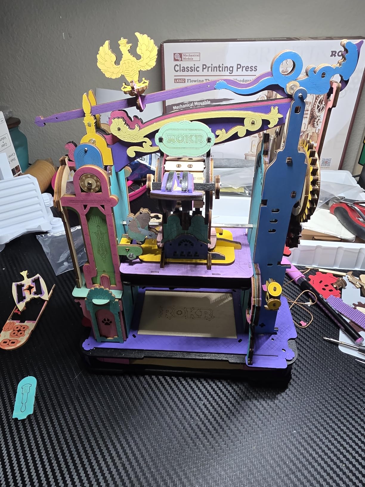 ROKR 3D Puzzle for Adults, Wooden Puzzles Classic Printing Press Model Building Kits, DIY Wood Crafts Cool Toys for Birthday, STEM Hobbies for Women Men (LK602) customer photo 1