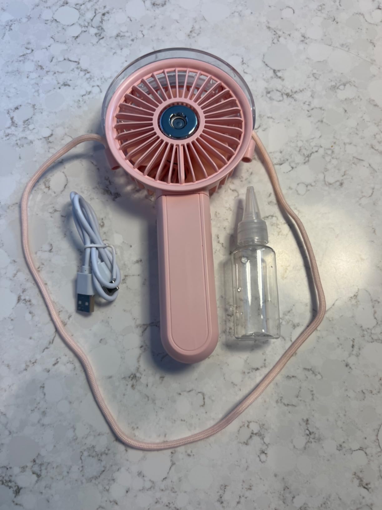 SWEETFULL Portable Misting Fan - 180 Degree Foldable Handheld Personal Fan with Mist Spray, 3 Speeds, 30ml Water Tank, USB Rechargeable for Travel, Outdoors, Makeup, Camping, Home, and Office Use customer photo 2