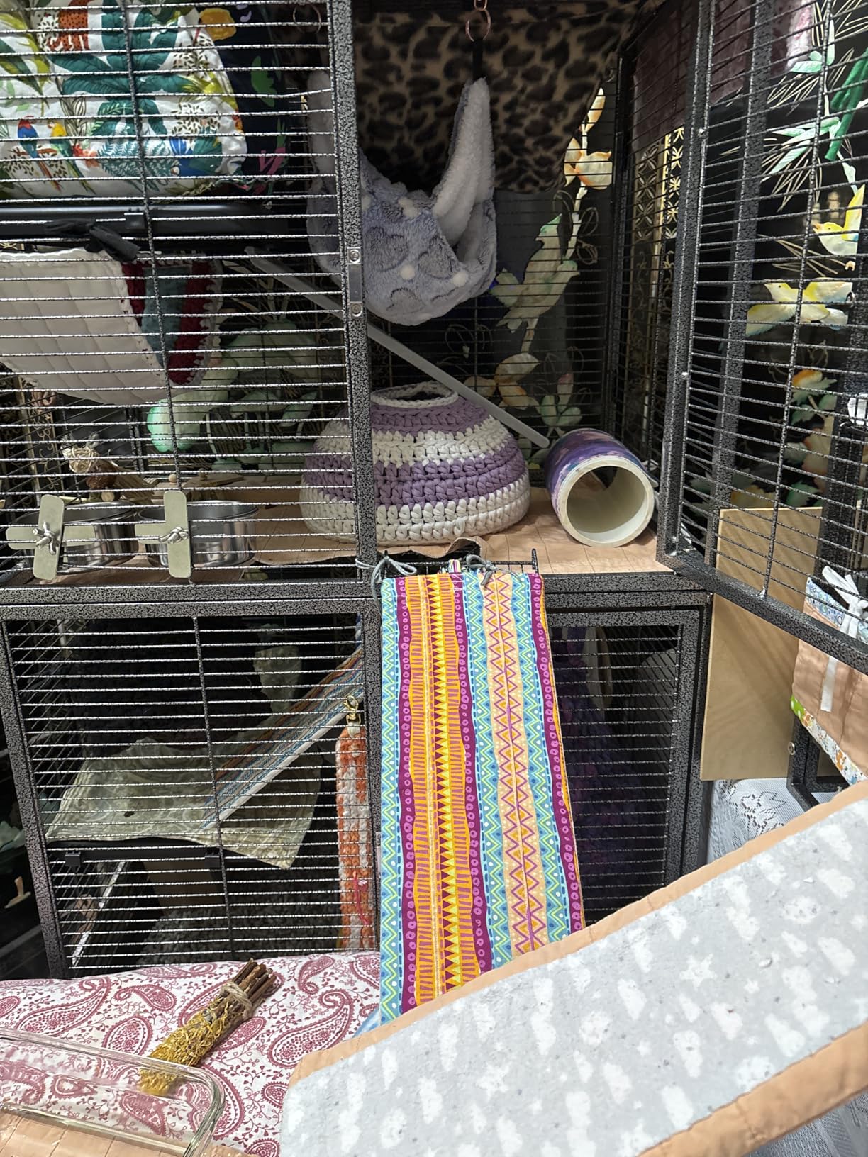 Large Two Full Story Deluxe Double Unit 4-Tiers Tight 1/2-Inch Bar Spacing Durable Front Doors Water Bottle Food Bowl for Feisty Ferret Squirrel Hammock Rat Gerbil Small Animal Critter Rolling Cage customer photo 2