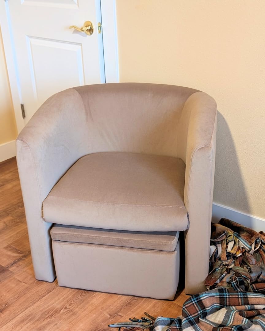 COLAMY Upholstered Sherpa Barrel Accent Chair with Storage Ottoman, Morden Living Room Side Chair, Single Sofa Armchair with Lounge Seat for Bedroom/Office/Reading Spaces, Cream customer photo 1