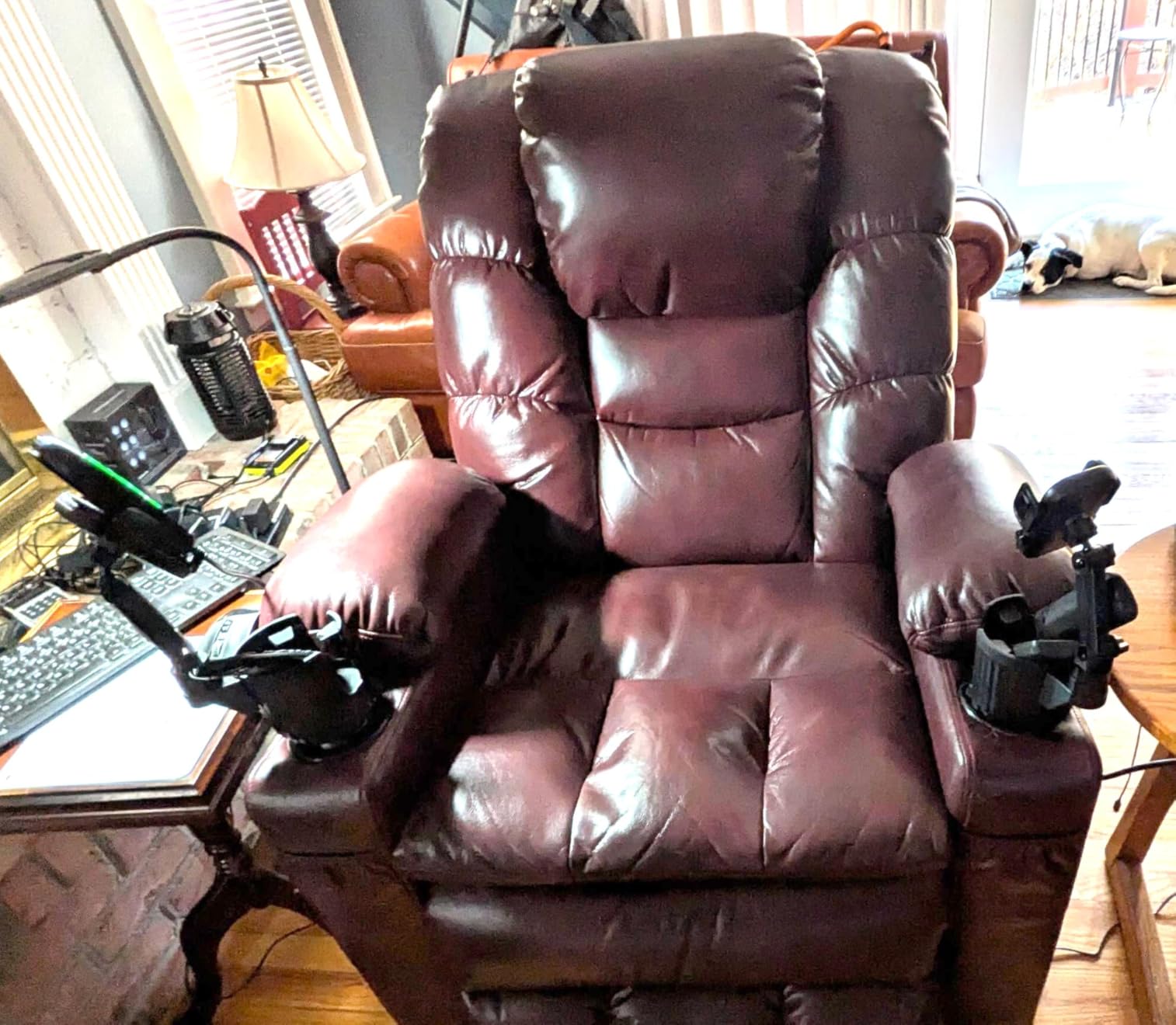 MCombo Large Triple Motor Power Lift Recliner Chair with Massage and Dual Heating, Adjustable Headrest for Tall Elderly People, Faux Leather 7634 (Dark Brown, Large) customer photo 1