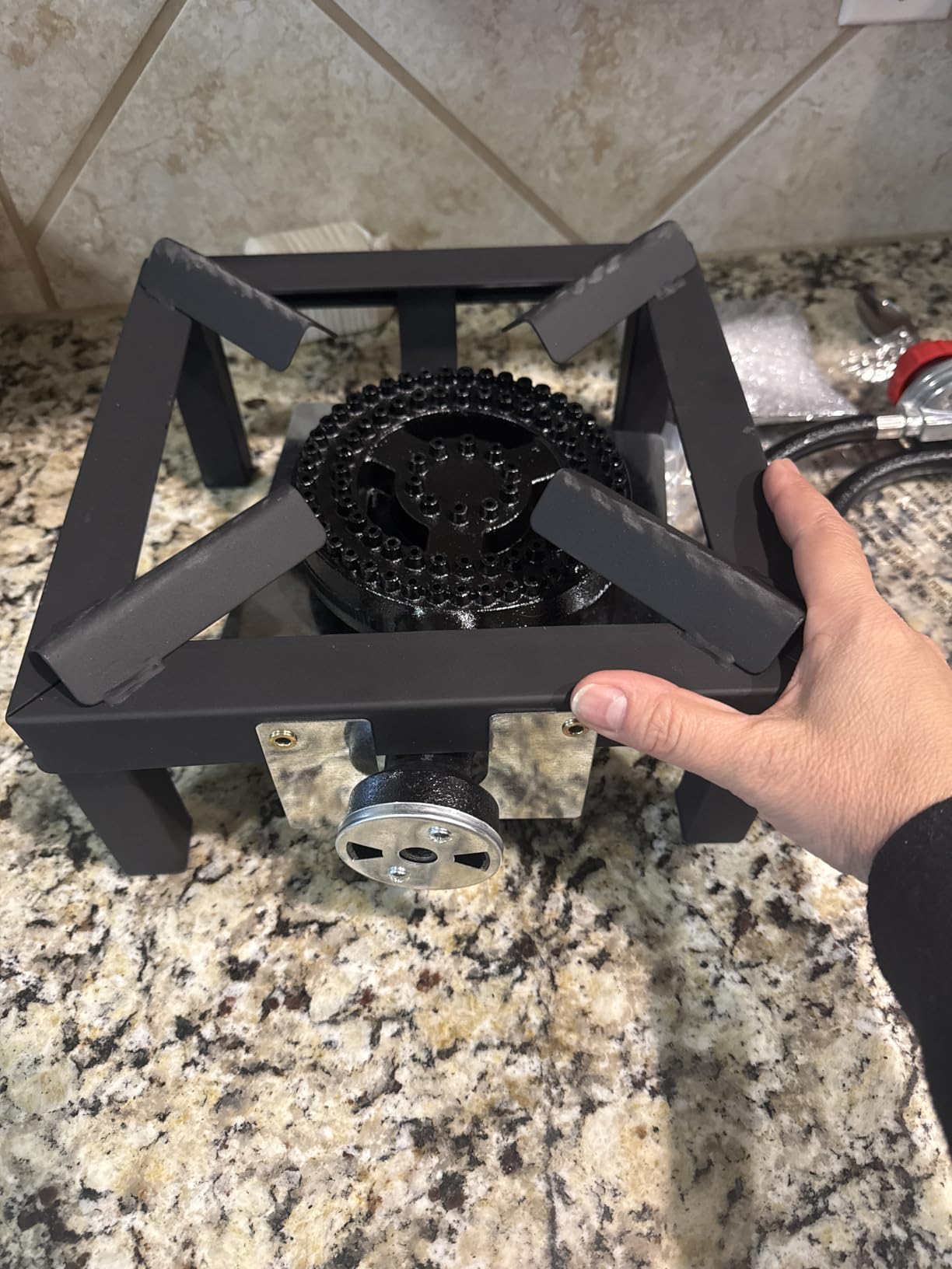 GasOne High Pressure Single Propane Burner - Outdoor Cooking with Heat Shield and Guard - Propane Burner Head for Camping, Tailgating, Seafood Boil, Home Brewing - Patent Pending customer photo 1