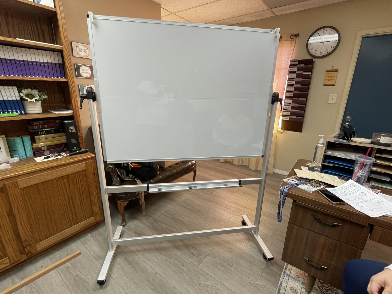 VIZ-PRO Double-Sided Mobile Whiteboard, 60 x 48 Inches, Magnetic Rolling Dry Erase White Board on Wheels with Aluminium Frame and Stand 5' x 4' customer photo 2