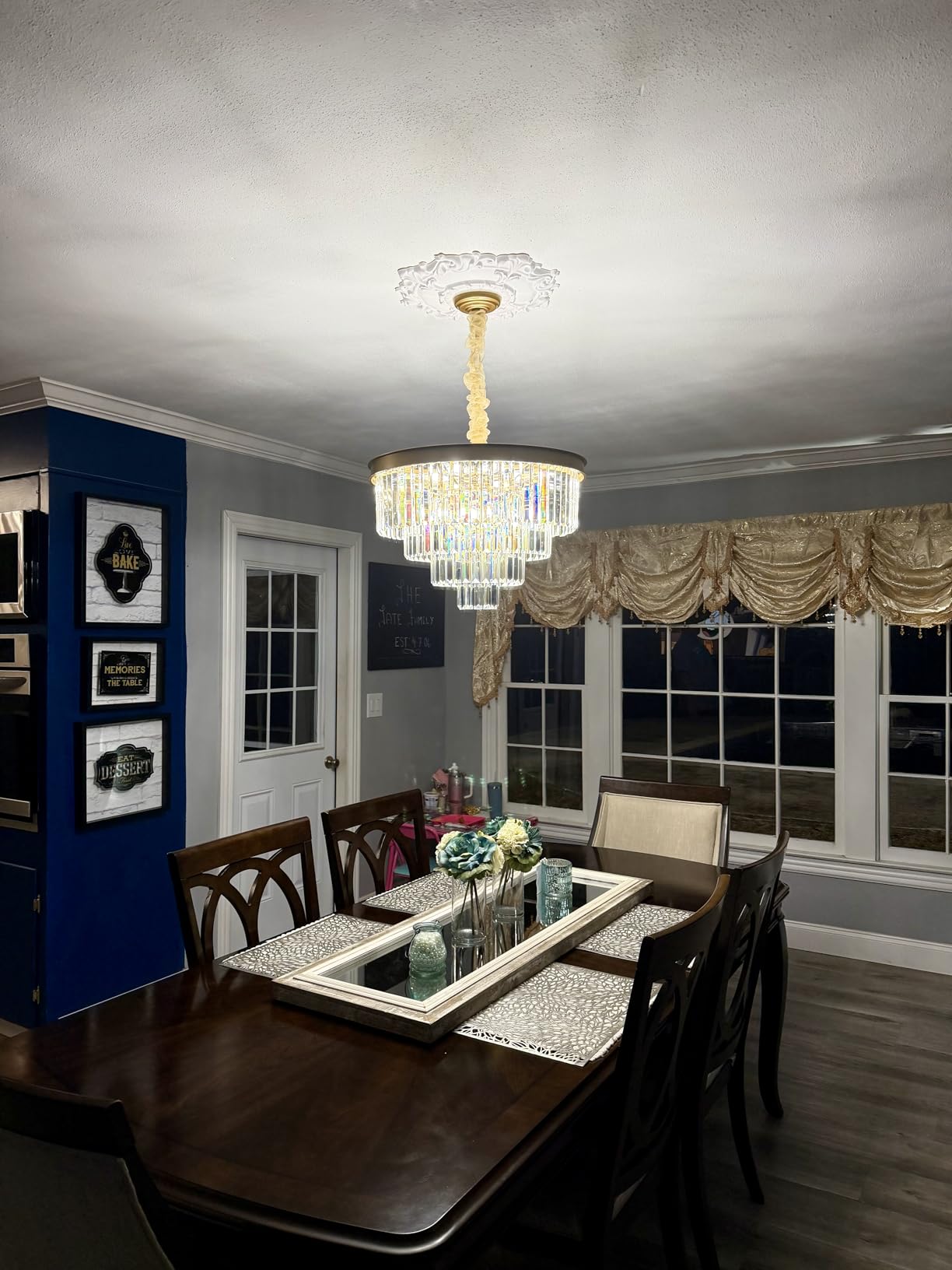 Rectangular Crystal Chandelier Gold for Dining Room Modern Chandelier Rectangle Linear Pendant Light Fixtures for Kitchen Island L33