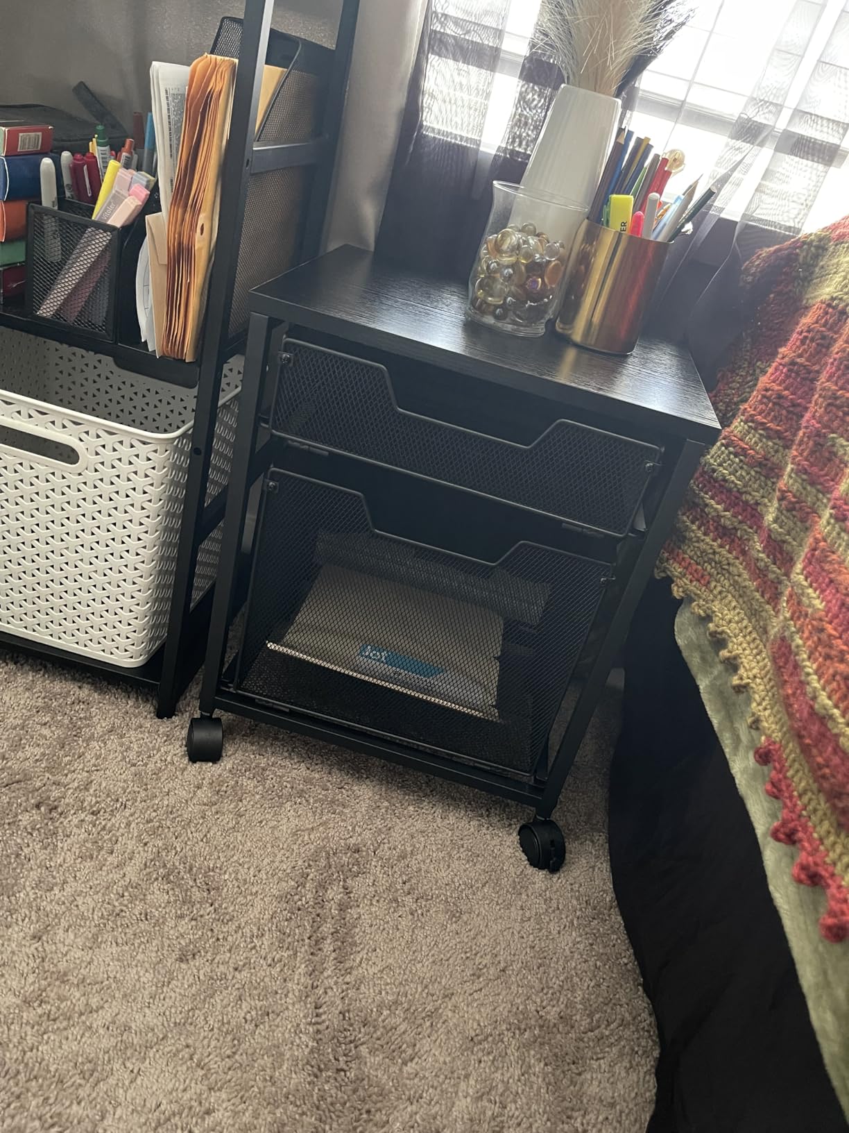 Rolling File Cabinet Cart, Printer Stand with Storage Drawer, Mobile Filing Cabinet on Lockable Wheel, Printer Cart with Hanging File Folder Organizer Beside Under Desk for Office Home customer photo 1