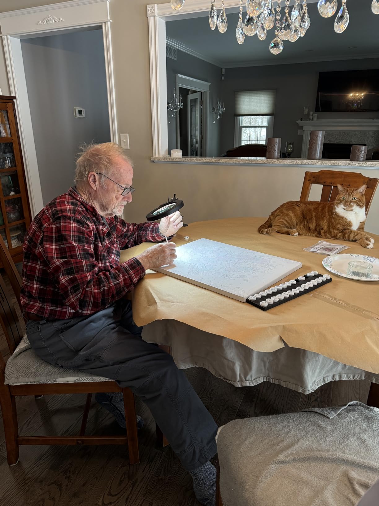 10X Magnifying Glass with Light and Clamp, Real Glass Stand Lighted Magnifier, 5 Color Modes Stepless Dimmable LED Desk Lamp Hands Free for Crafts Hobby Reading Painting Sewing Close Work customer photo 2