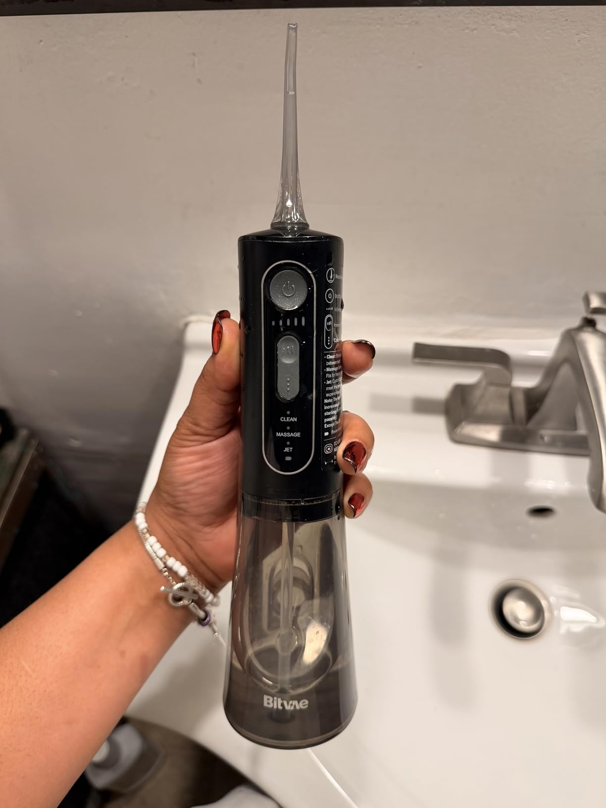 Bitvae C6 Water Dental Flosser for Teeth, Cordless Flosser for Travel with 6 Jet Tips, 3 Modes 5 intensities, IPX7 Waterproof Portable & Rechargeable Oral Irrigator Cleaner, Black customer photo 1