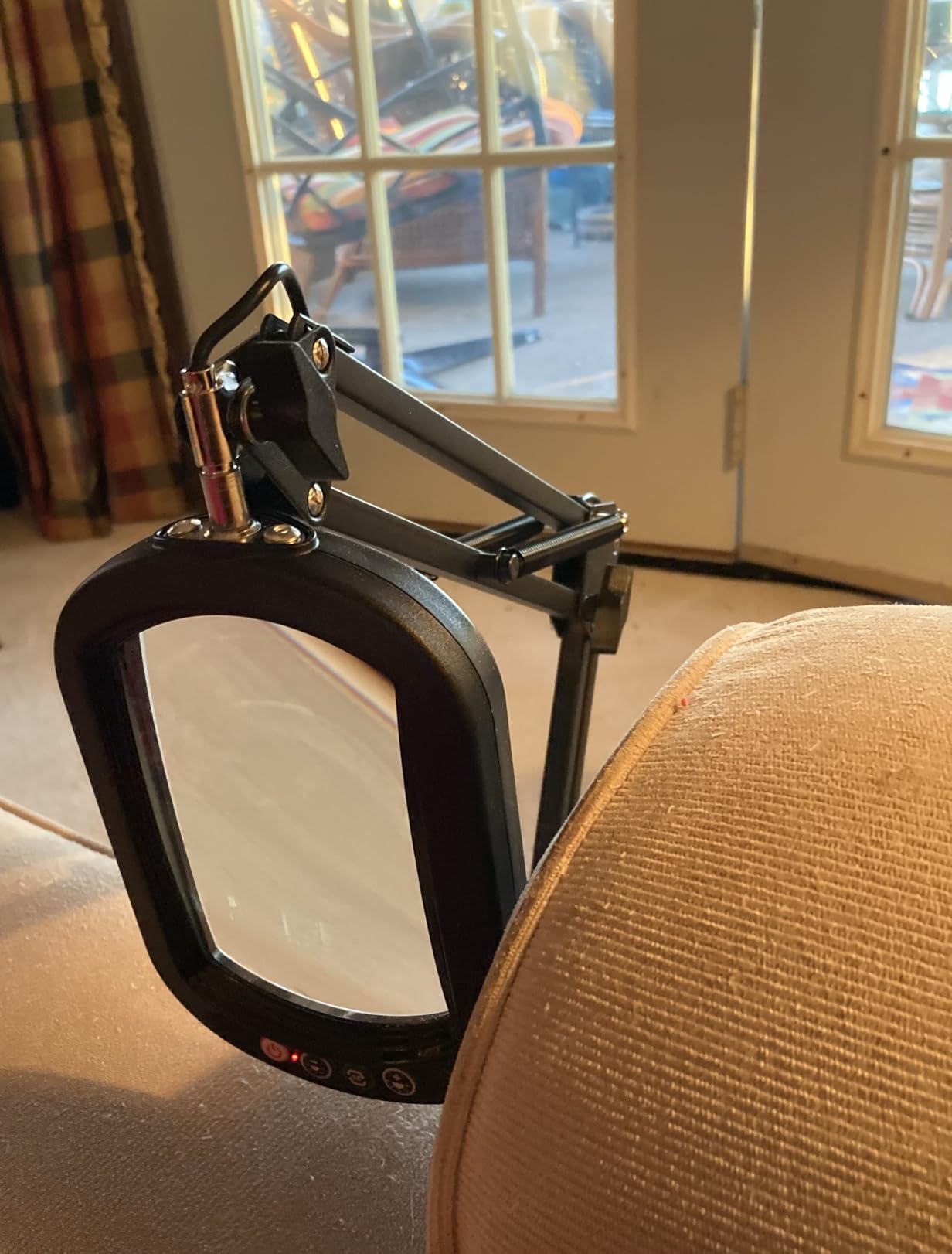 Drdefi 10X Square Magnifying Glass with Light and Stand, Real Glass LED Lighted Magnifier, 5 Color Modes Stepless Dimmable, Hands-Free Mag Desk Lamp with Clamp for Reading Craft Hobby Close Work Black customer photo 1