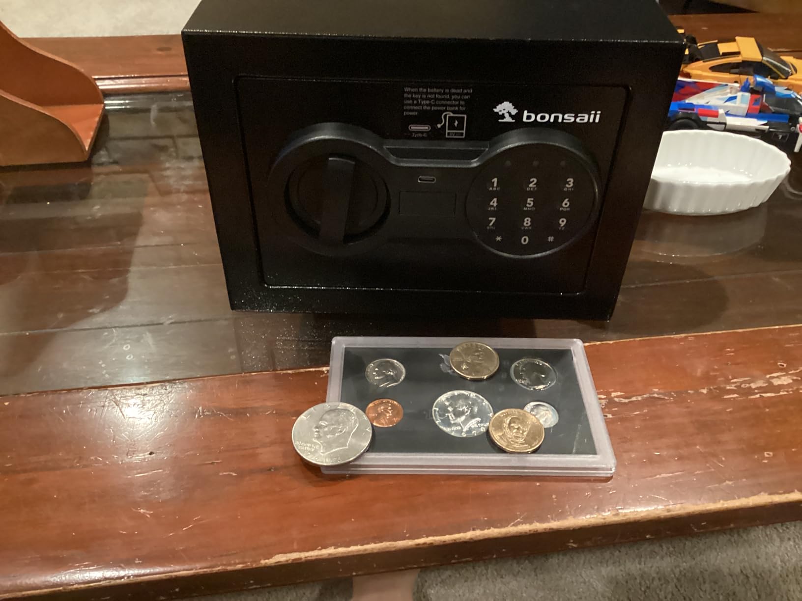 Bonsaii Safe Box with Electronic Keypad, Steel Security Lock Box with Key, 0.23 Cubic Feet, 9.06