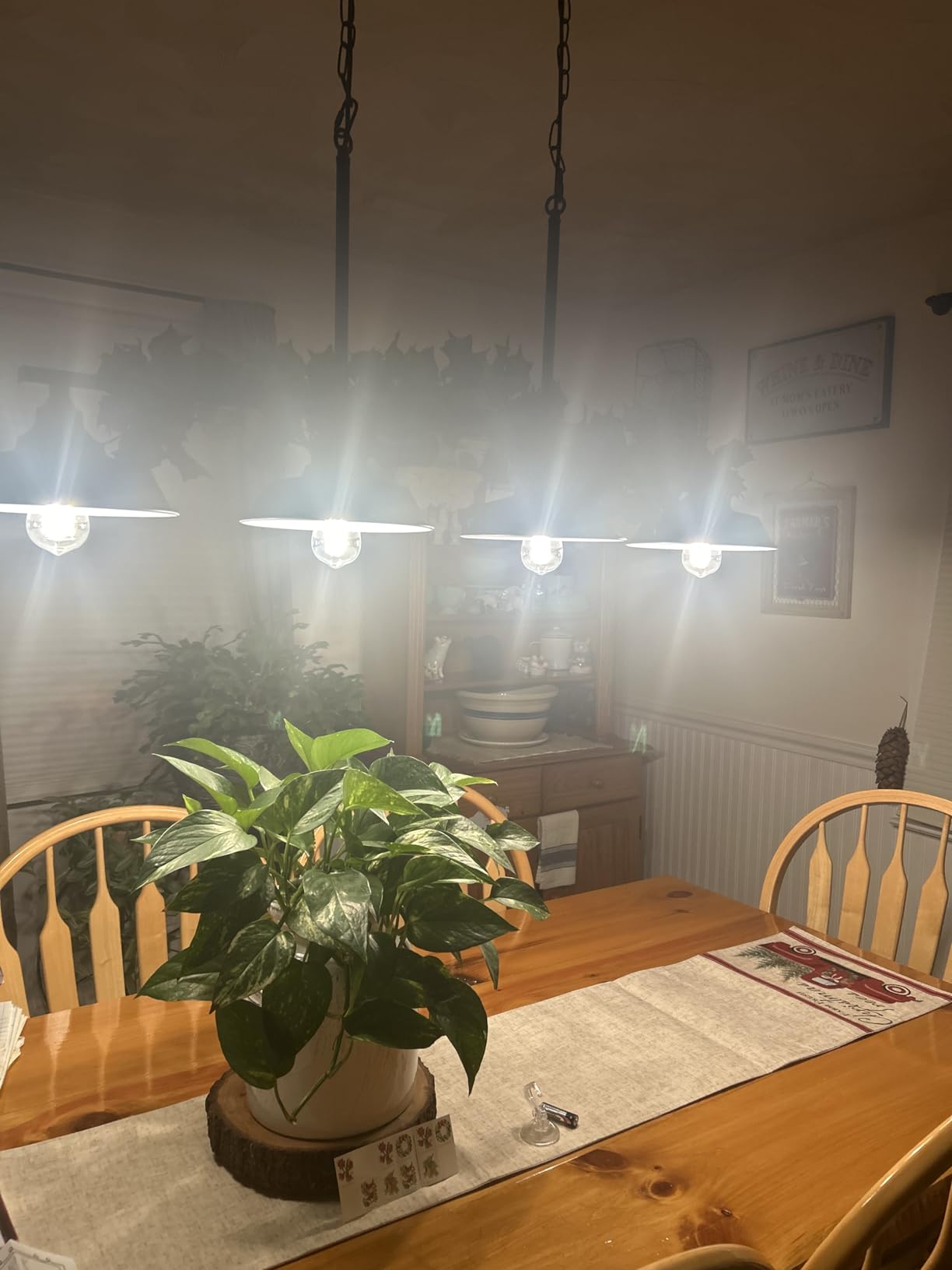 Kitchen Island Light, 4 Lights Black Pendant Dining Room Light Fixture Farmhouse Chandeliers for Dining Room Over Table Metal Hanging Lamp for Kitchen Island Hallway Pool Table customer photo 1