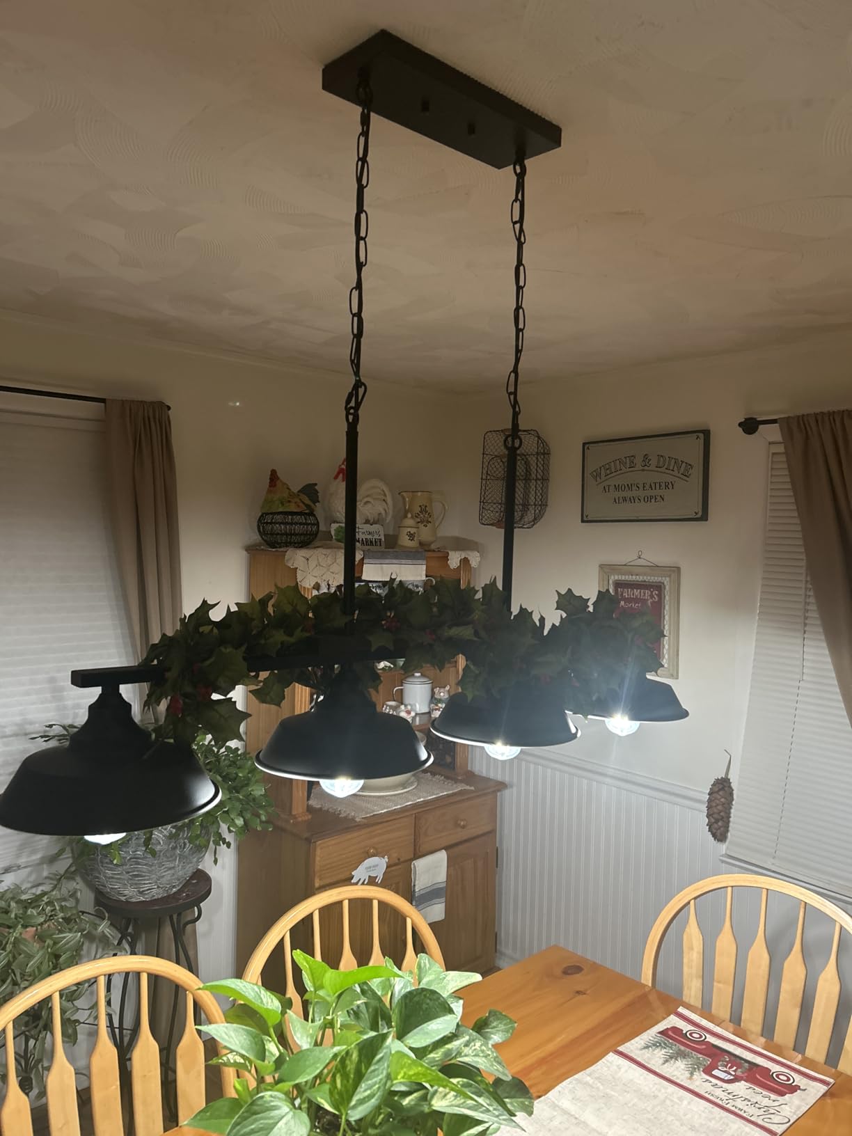 Kitchen Island Light, 4 Lights Black Pendant Dining Room Light Fixture Farmhouse Chandeliers for Dining Room Over Table Metal Hanging Lamp for Kitchen Island Hallway Pool Table customer photo 2