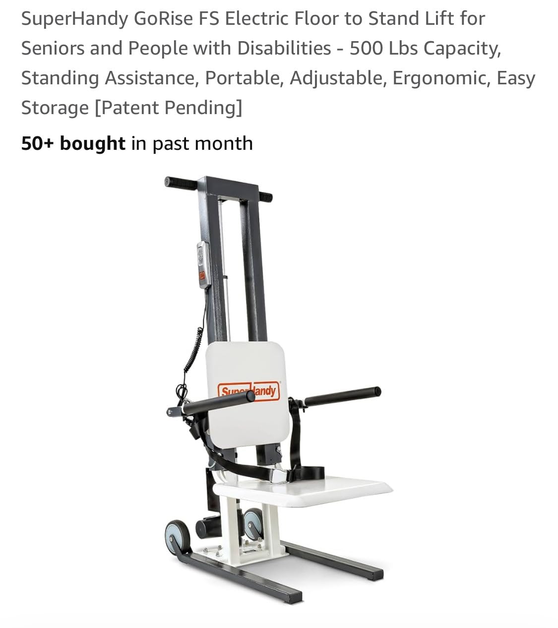 SuperHandy GoRise Electric Floor to Stand Lift - 500 Lbs Capacity, Standing Assistance, Portable, Adjustable, Ergonomic, Easy Storage customer photo 2