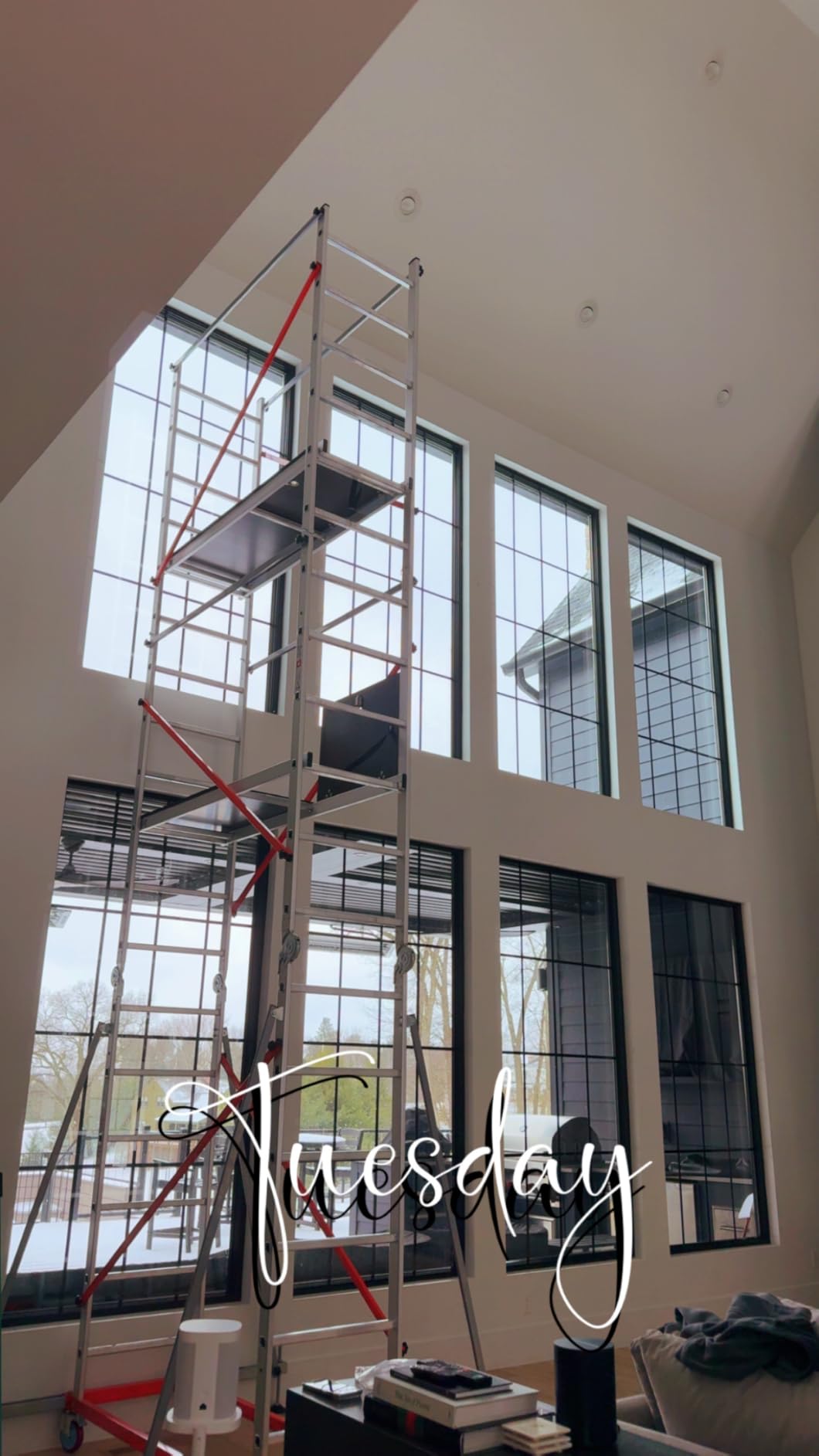 10' Aluminum Scaffold Tower, Multipurpose Rolling Scaffolding Work Platform, Utility Scaffolding Tower, Adjustable Work Platform with Hatch Deck and Guard Rail, 500 Lbs Duty Rate customer photo 1