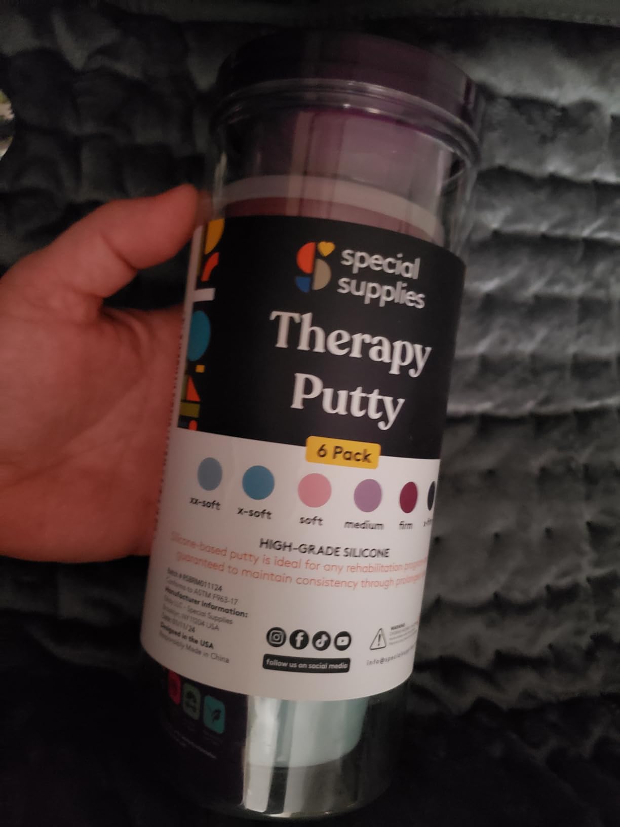 Special Supplies Therapy Putty for Kids and Adults - Resistive Hand Exercise Stress Relief Kit, Set of 6 Strengths, 3 Ounces of Each Putty - Unicorn Colors customer photo 1