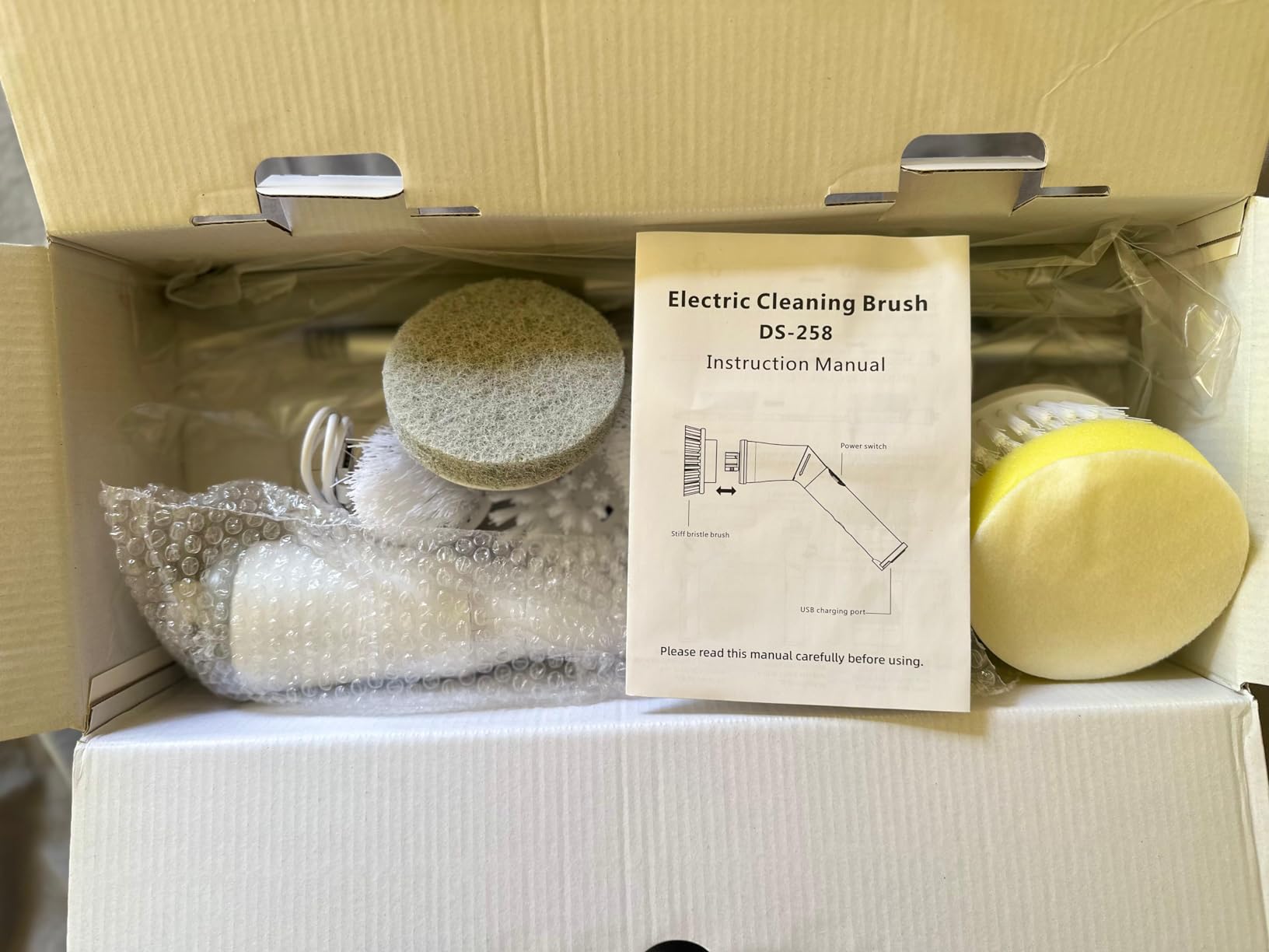 NBONEBS Electric Spin Scrubber, Cordless Shower Scrubber Rotary Floor Brushes & Pad Drivers with 6 Brush Heads - 2H Dual Speed, IPX7 Waterproof Extension Handle for Bathroom Tile Car Cleaning customer photo 2