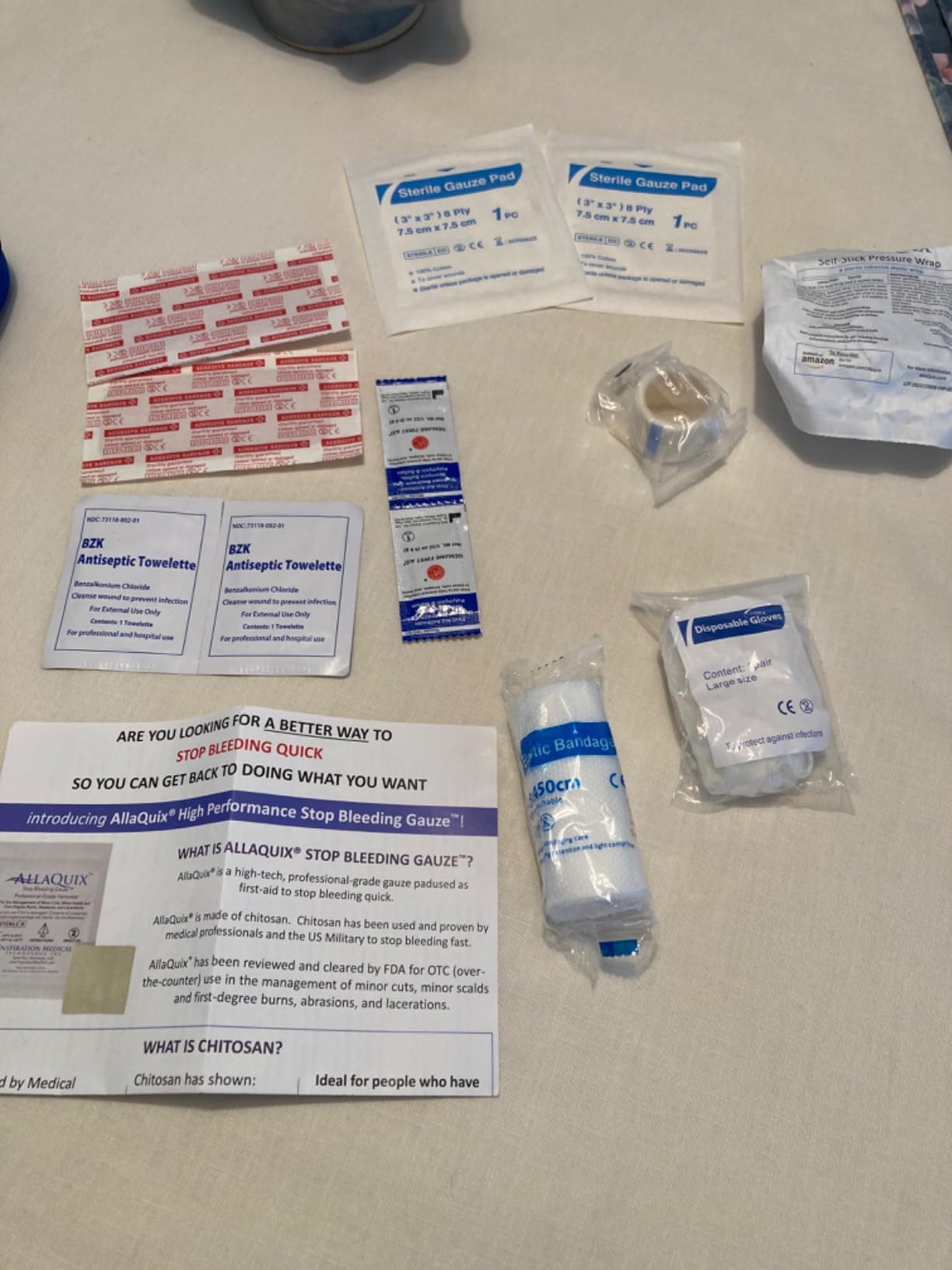 Stop Bleeding Quick Pack by AllaQuix - Hemostatic Gauze with Chitosan & Calcium Alginate | Stops Bleeding Fast for Minor Cuts, Wounds, First Aid, Travel, Home & Emergency Use | with Blood Thinners customer photo 1