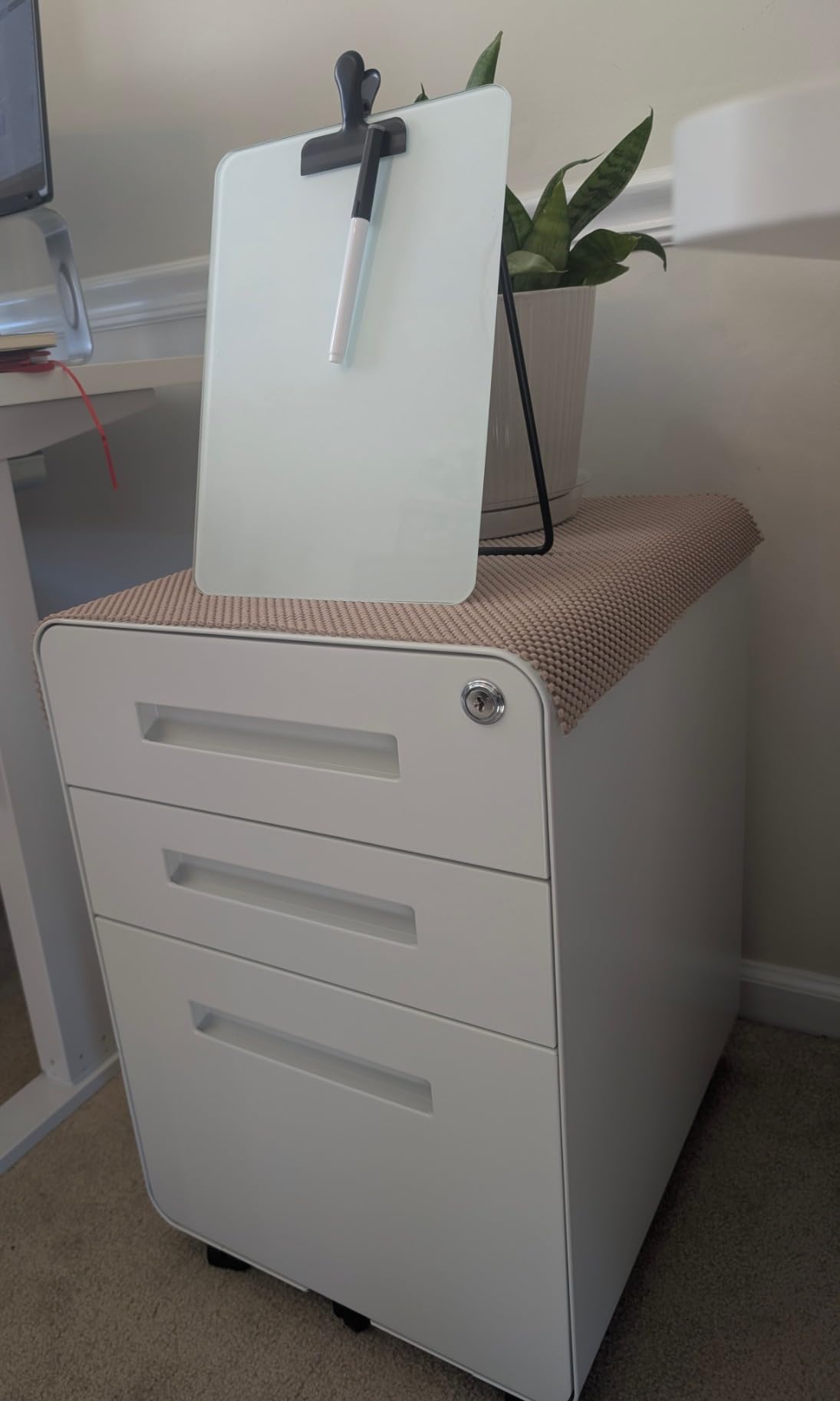 MIIIKO 3 Drawer File Cabinet, White Vertical Filing Cabinets with Lock, Home Office File Folders Storage Cabinet for Letter Legal A4 File Size customer photo 1