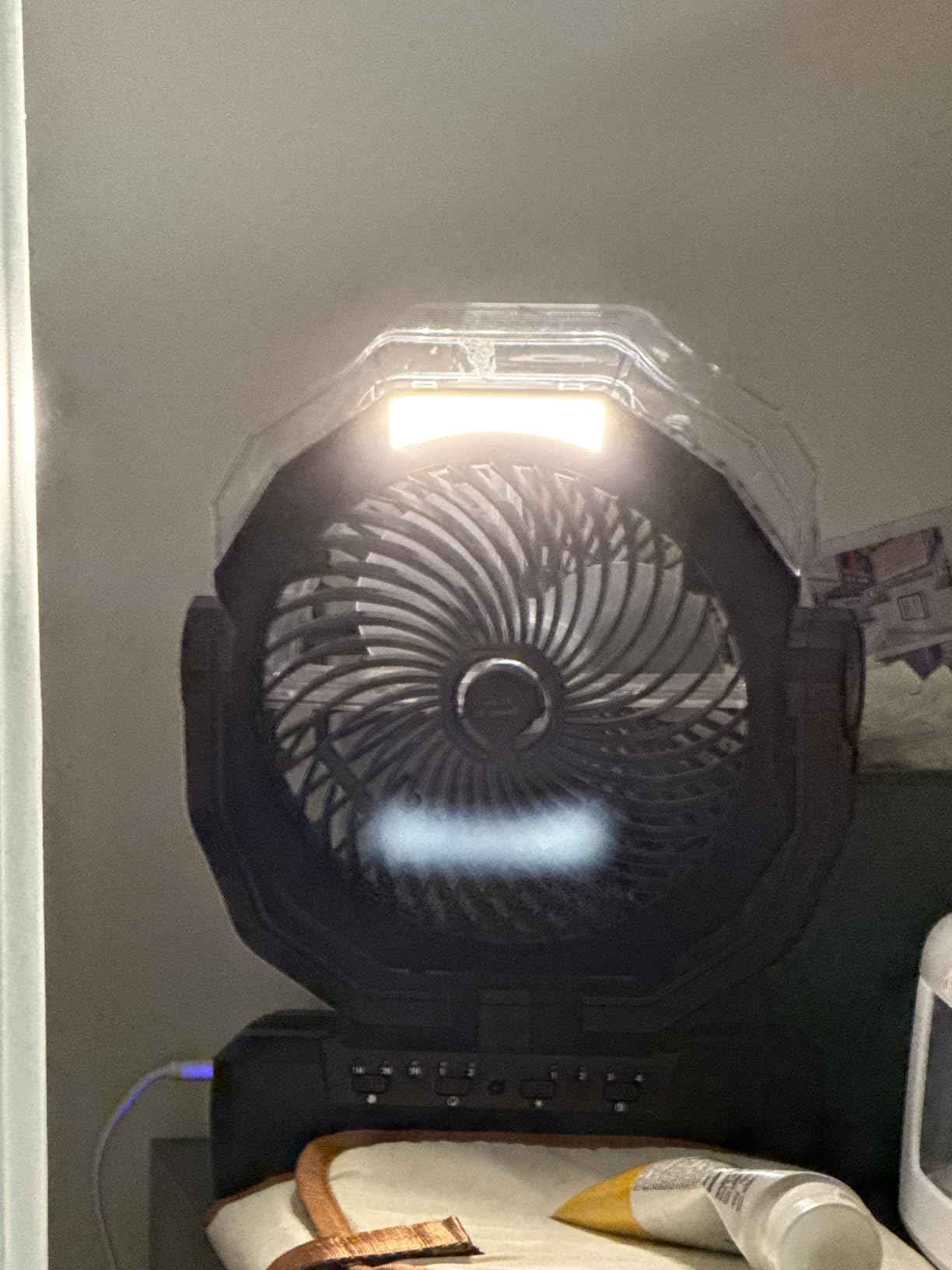 Camping Fan - 20000mAh Battery Powered Fan Rechargeable with LED Lantern - Portable Outdoor Tent Fans with Hanging Hook 4 Speeds Wind Remote Control, Black and Orange customer photo 2