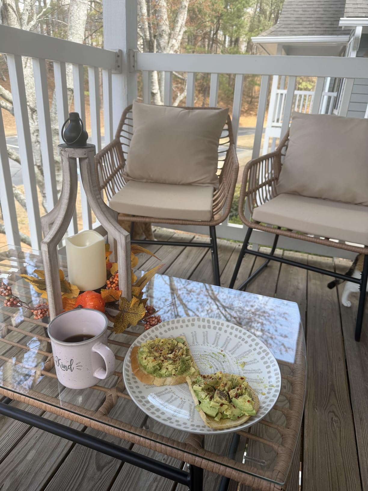 Kromax 3 Pieces Patio Rattan Bistro Conversation Set, Outdoor All-Weather Wicker Furniture Chairs and Side Table Set Ideal for Balcony, Porch and Backyard, Black customer photo 1