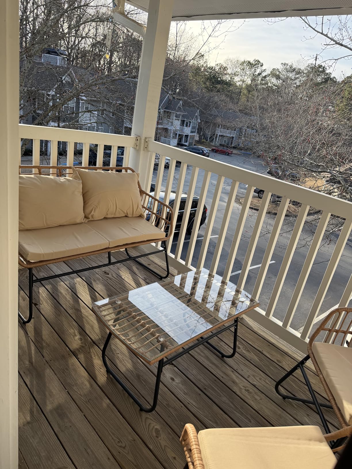 Kromax 3 Pieces Patio Rattan Bistro Conversation Set, Outdoor All-Weather Wicker Furniture Chairs and Side Table Set Ideal for Balcony, Porch and Backyard, Black customer photo 2