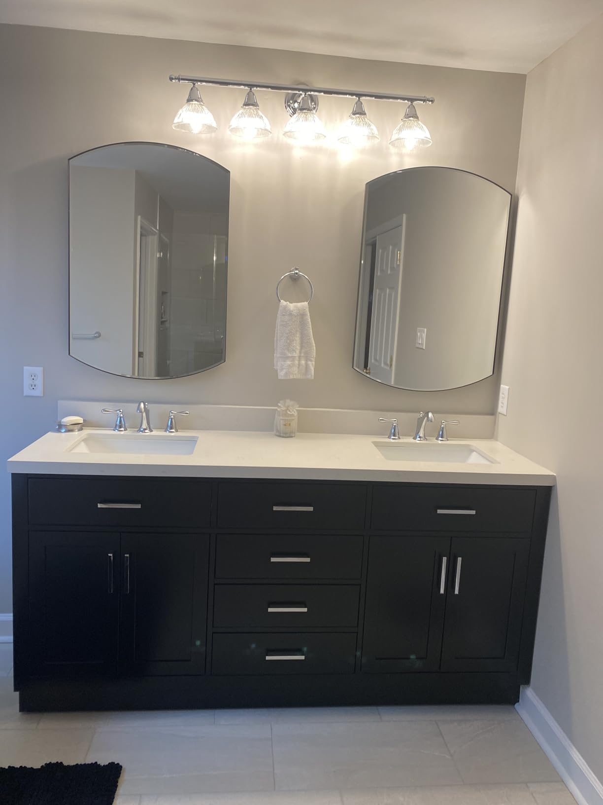 ARIEL Hepburn 72-inch Bathroom Vanity with Sink,Solid Wood, 1.5-inch Carrara White Quartz Countertop & Backsplash, Double Rectangular Porcelain Sink, 4 Soft Closing Doors, 6 Dovetail Drawers, White customer photo 2