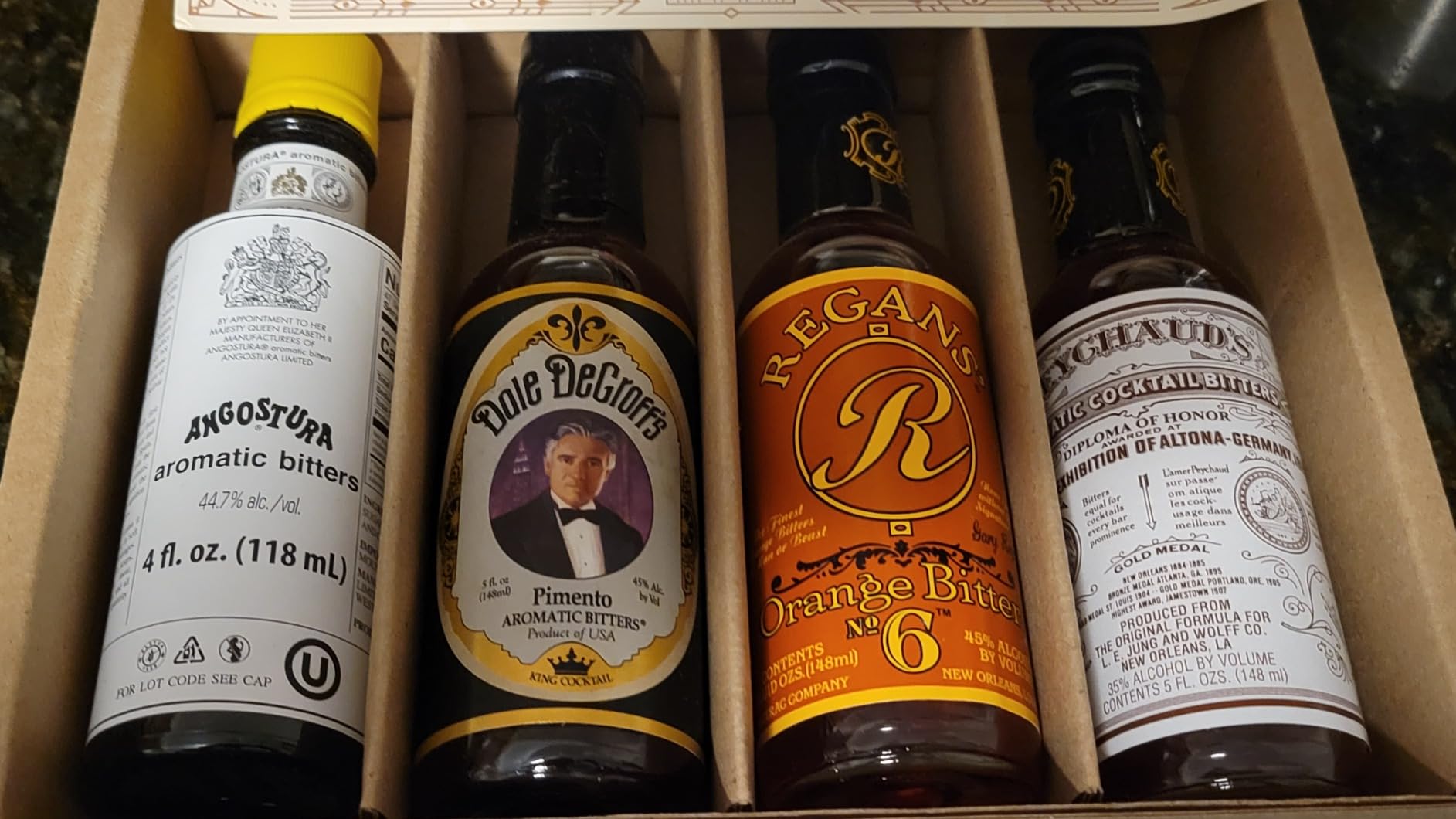 COCKTAILIER Aromatic Cocktail Bitters for Old Fashioned Gift Set | 4 Bottles: Angostura, Peychaud's, Regans' Orange, and Dale DeGroff's Pimento Bitters customer photo 2