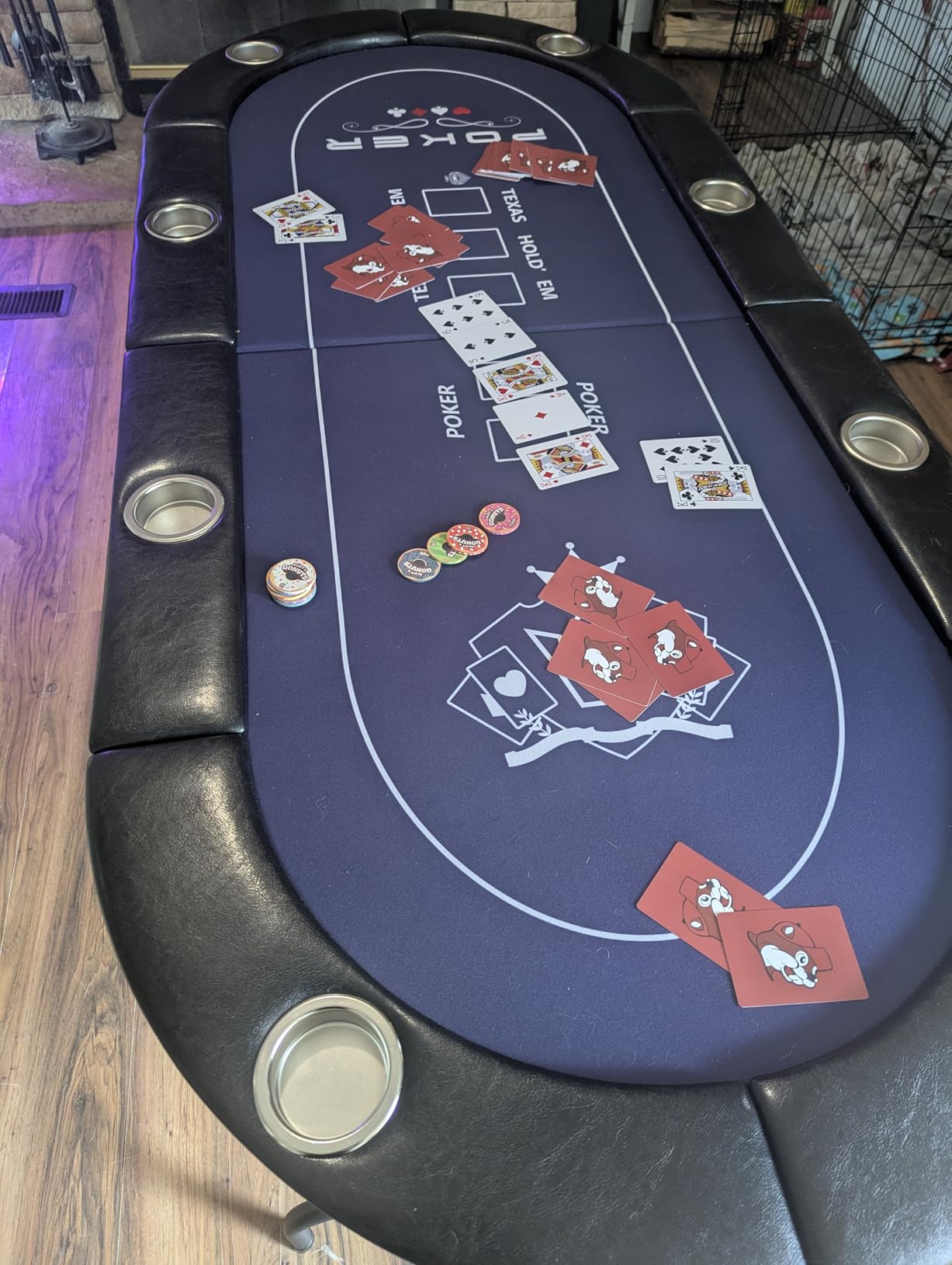 8 Player Poker Table Foldable, Texas Holdem Casino Table with Padded Rails & Cup Holders, Portable Folding Game Table for Home or Game Room, 71 Inch customer photo 1